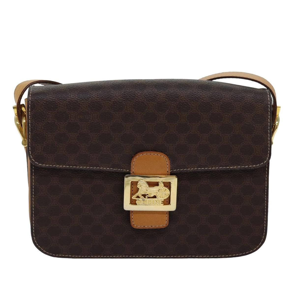 Celine CELINE Macadam Canvas Shoulder Bag Pvc Leather Brown Size ONE SIZE - 13 Thumbnail