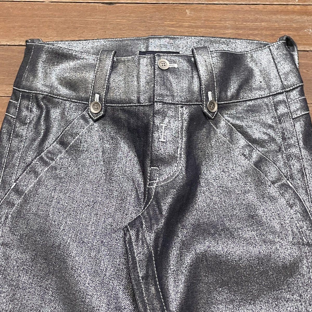 Japanese Brand × Vintage Rare Vintage Catherine Harnel Metallic Flared Pants 1990s Size US 29 - 3 Thumbnail