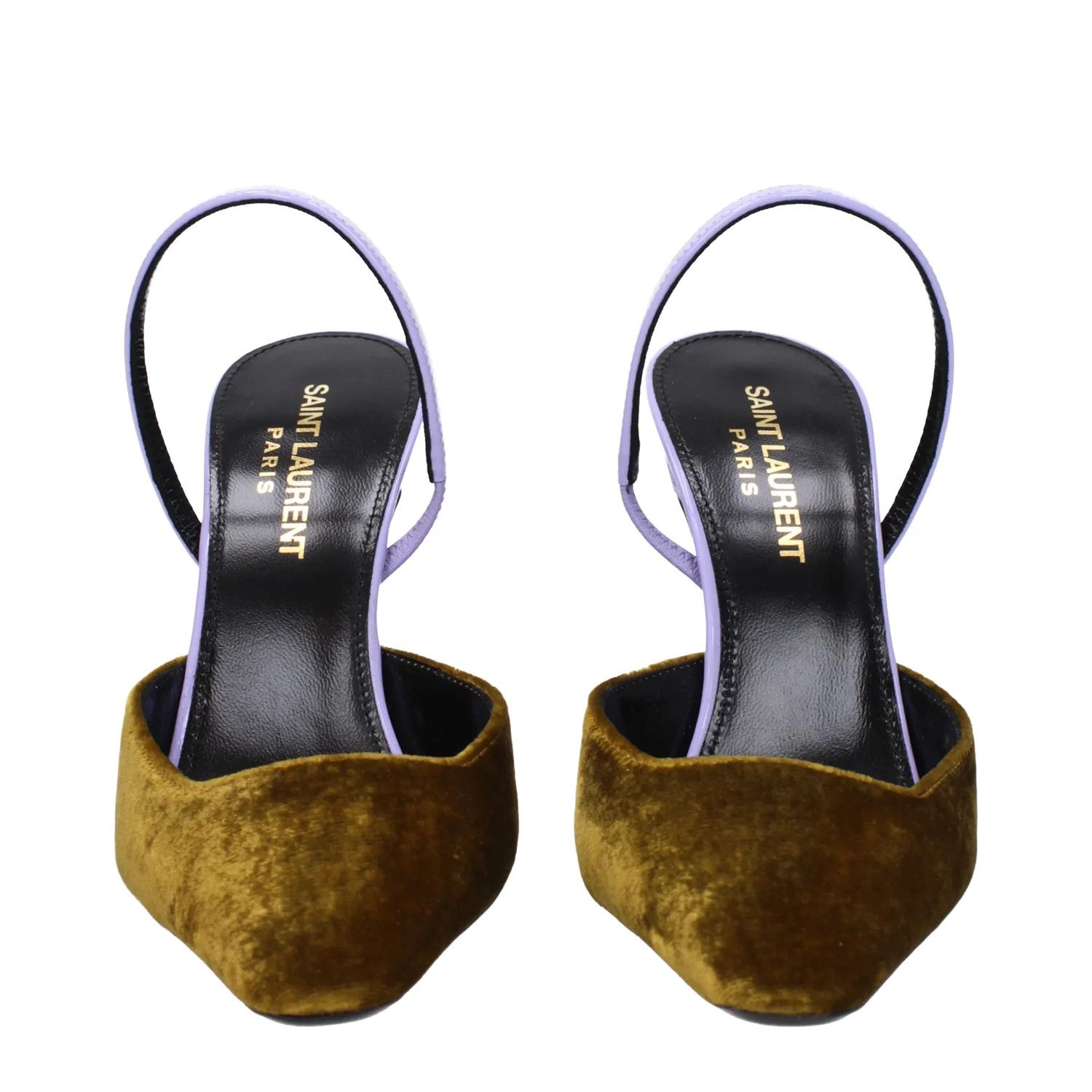 Saint Laurent Paris ob1o1e1224 Velvet Sandals in Gold/Lilac Size US 6 / IT 36 - 3 Thumbnail