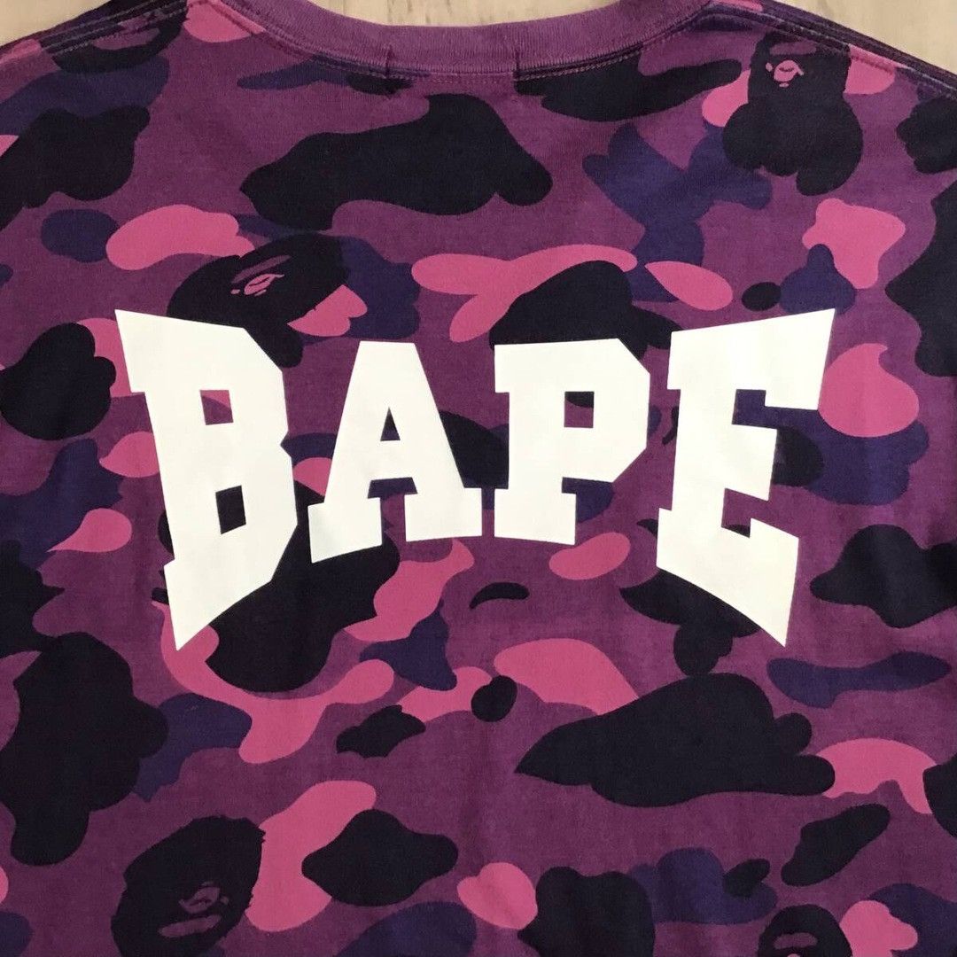 Bape Purple camo BAPE logo T-shirt a bathing ape Size US L / EU 52-54 / 3 - 5 Thumbnail