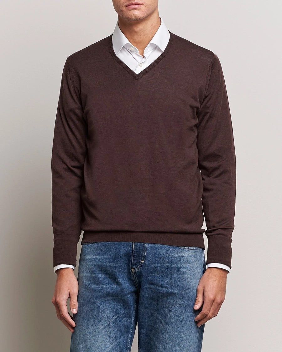 John Smedley John Smedley England Brown V neck wool sweater long sleeve Size US L / EU 52-54 / 3 - 2 Thumbnail
