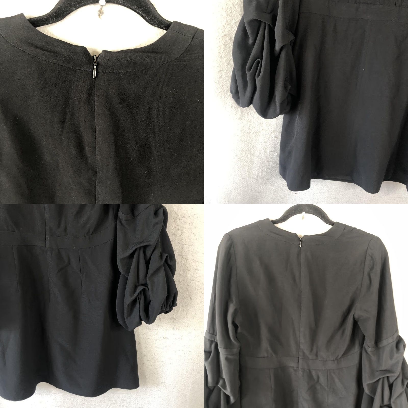 ALEXIS Alexis Dress Womens Medium Black Long Sleeve V Neck Puff Sleeve Mini Elegant Dress Size M / US 6-8 / IT 42-44 - 8 Thumbnail