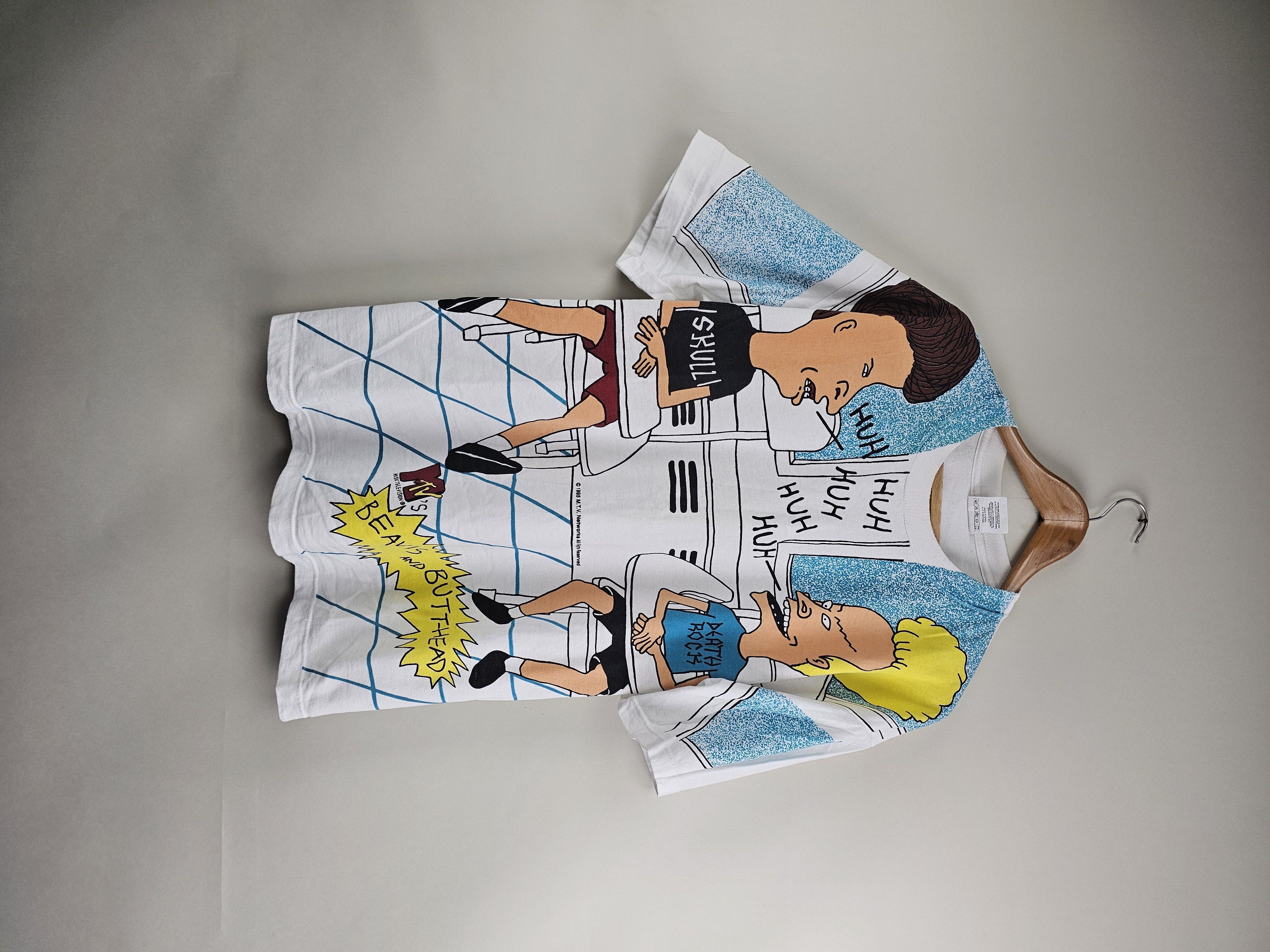 Image of Movie x Mtv 1995 Beavis And Butthead All Over Print XL 23" 29" 90's in White, Men's