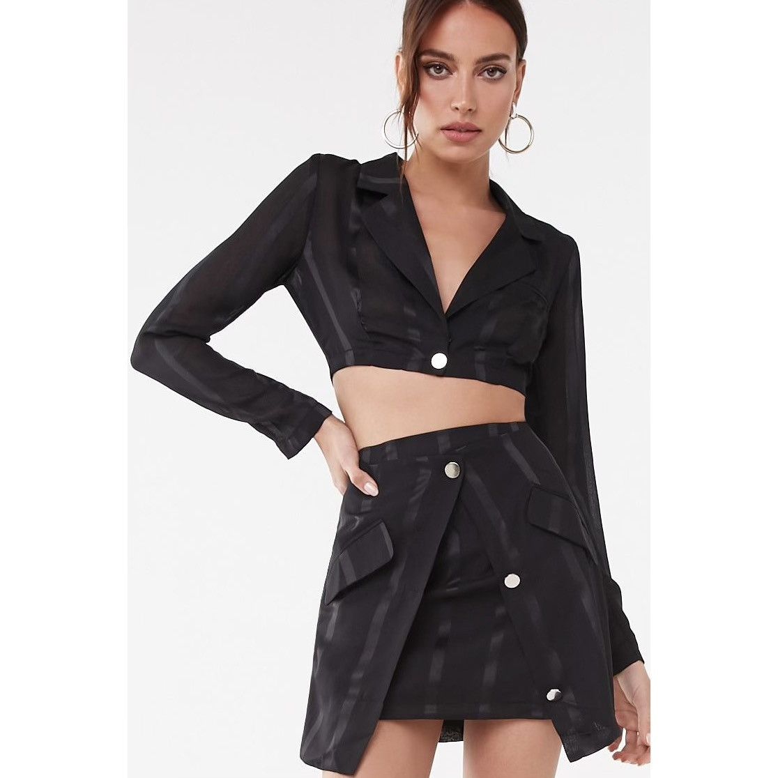 Forever 21 FOREVER 21 Black Office Siren Two Piece Top & Skirt Size S / US 4 / IT 40 - 2 Thumbnail