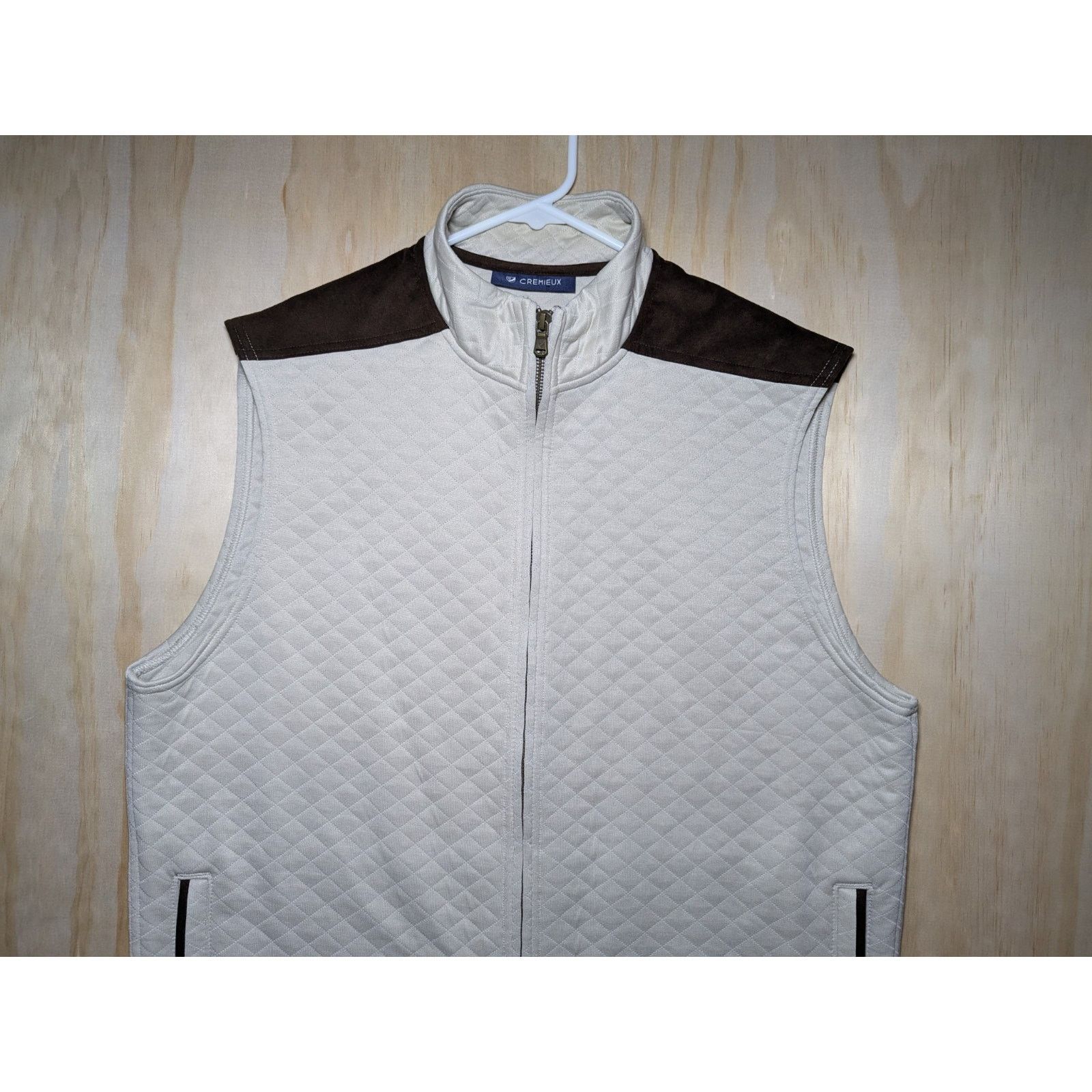 Cremieux Cremieux Men's Large Quilted Vest Beige Brown Full Zip Size US L / EU 52-54 / 3 - 3 Thumbnail