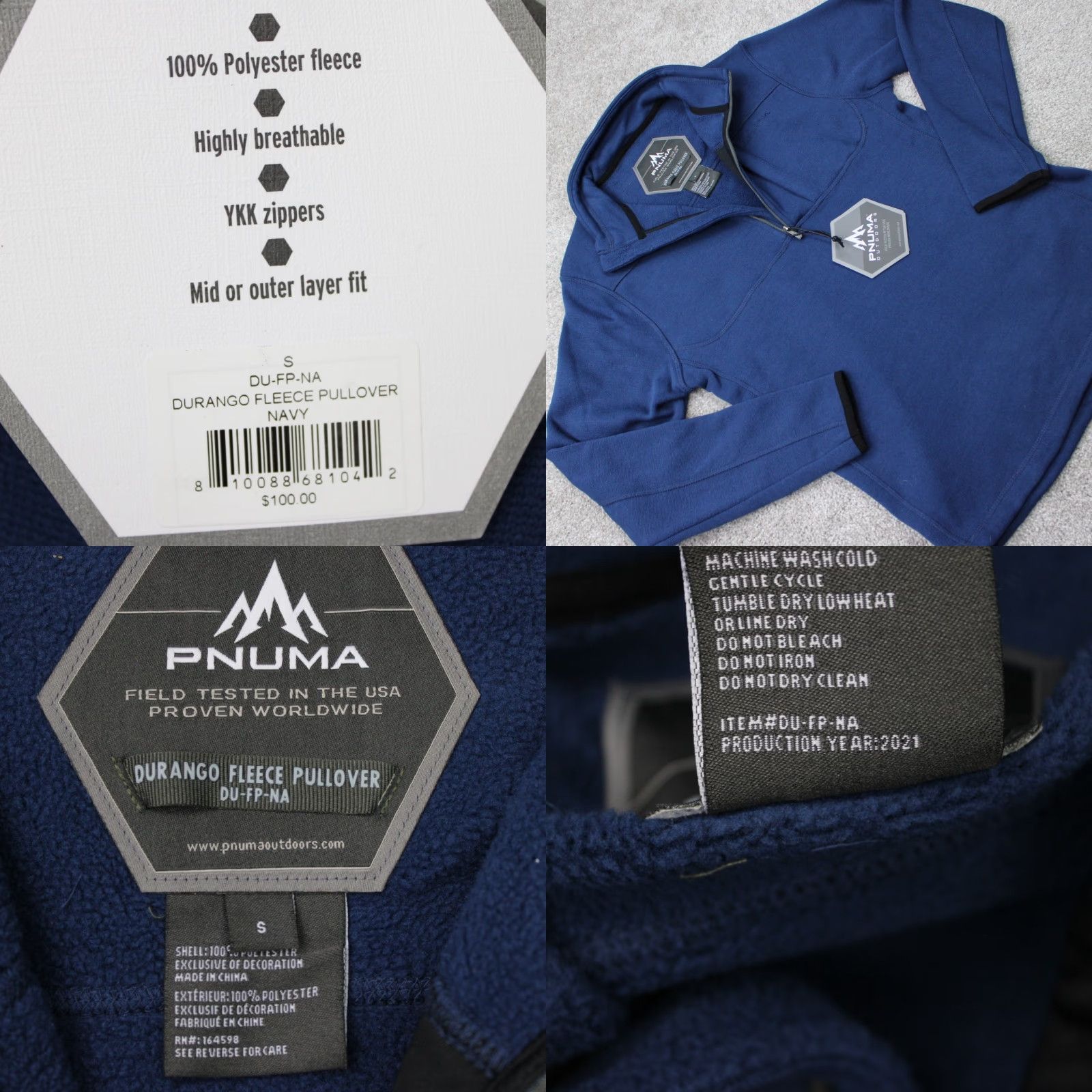 Durango Pnuma Sweatshirt Pullover 1/4 Zip Blue Mens Small Fleece NWT Size US S / EU 44-46 / 1 - 8 Thumbnail