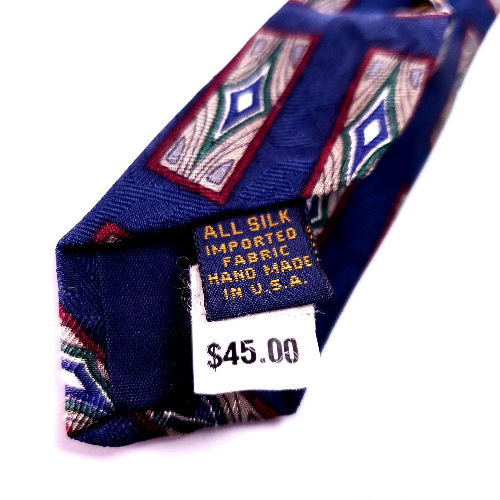 XMI Platinum XMI Silk Tie Print Blue Geometric Short Size ONE SIZE - 5 Thumbnail