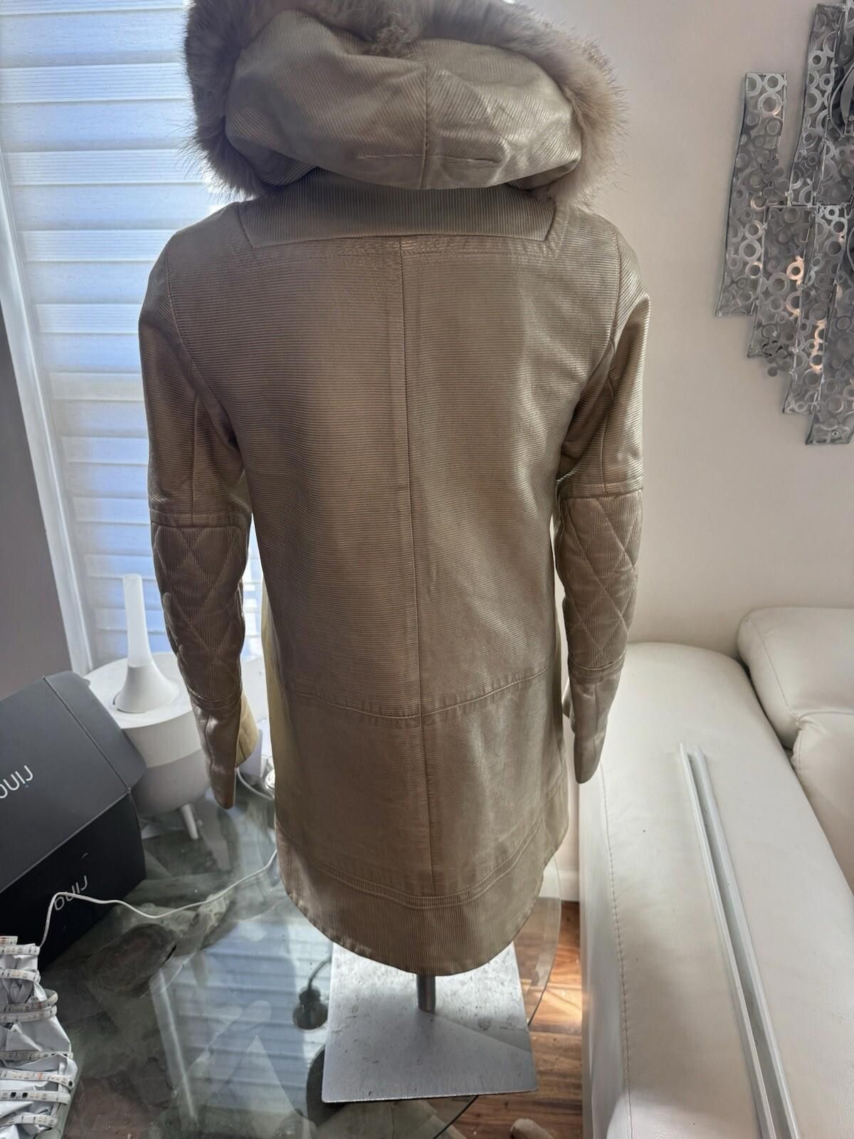 Marc Jacobs Marc Jacobs Golden Leather Fur Zip Hooded Coat Made USA SzXS Size XS / US 0-2 / IT 36-38 - 9 Thumbnail