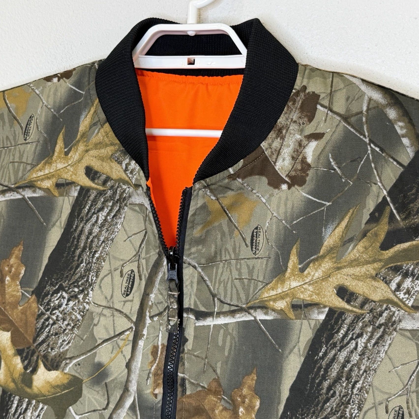 Vintage Bob Allen Vest Mens Large Realtree Hardwood Camo Blaze Orange Reversible Hunting Size 42R - 2 Thumbnail