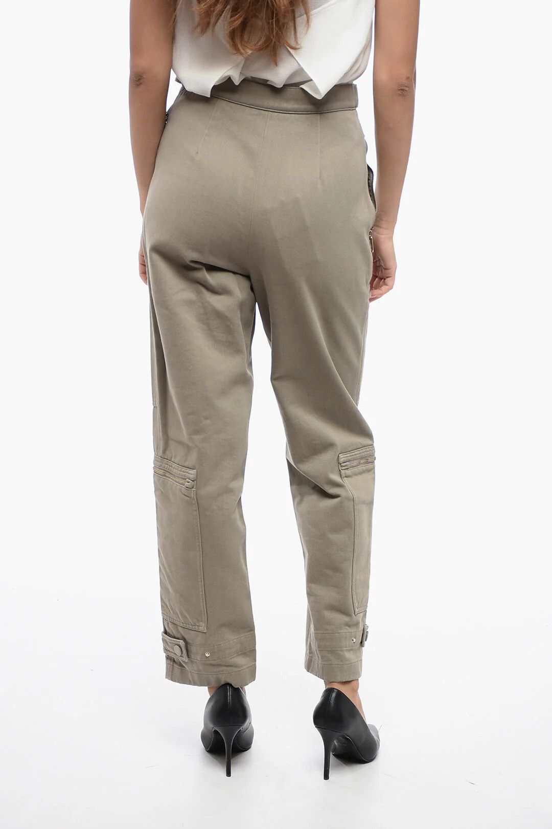 Fendi og1mm0326 Cotton Twill Cargo Pant in Beige Size 27" / US 4 / IT 40 - 2 Thumbnail