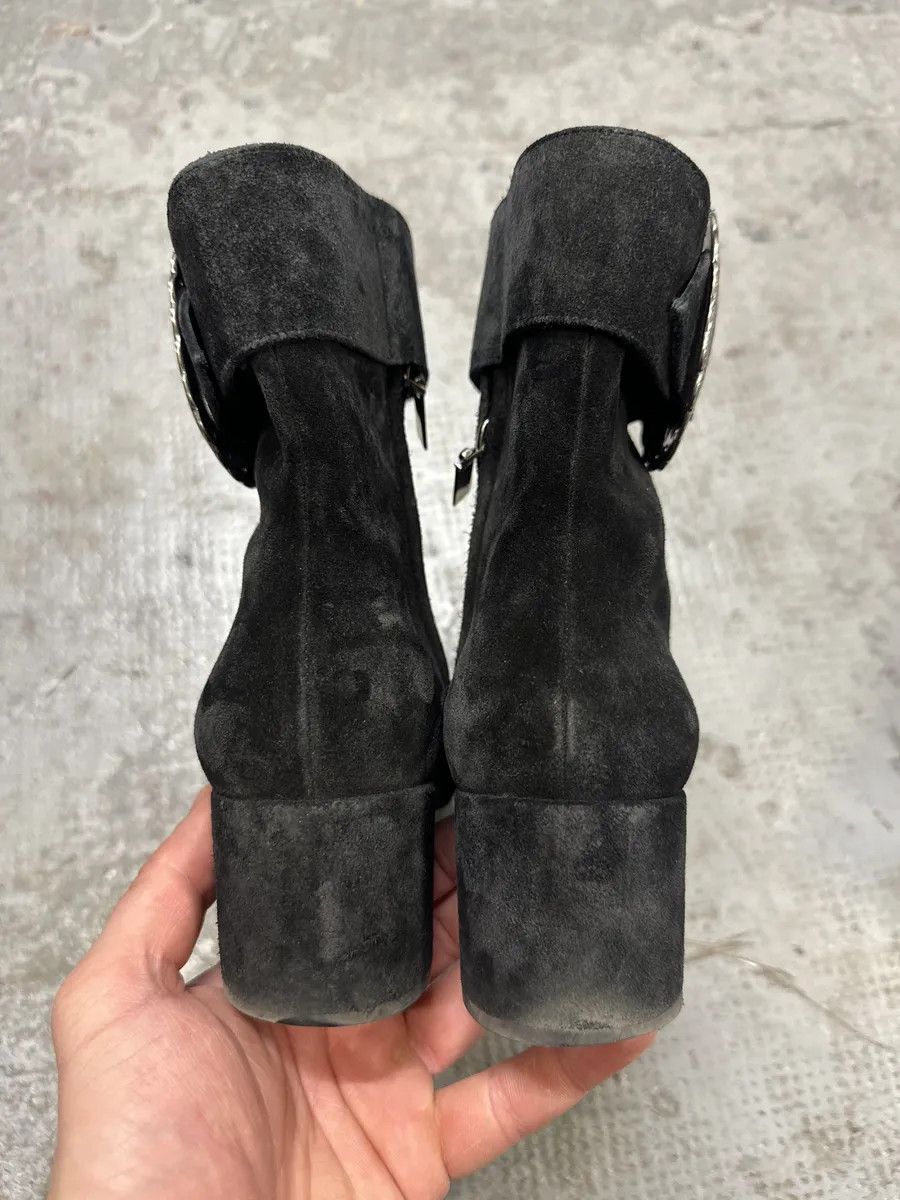 Saint Laurent Paris Saint Laurent Navy Suede Ankle Metallic Buckle Boots Size US 7 / IT 37 - 6 Thumbnail