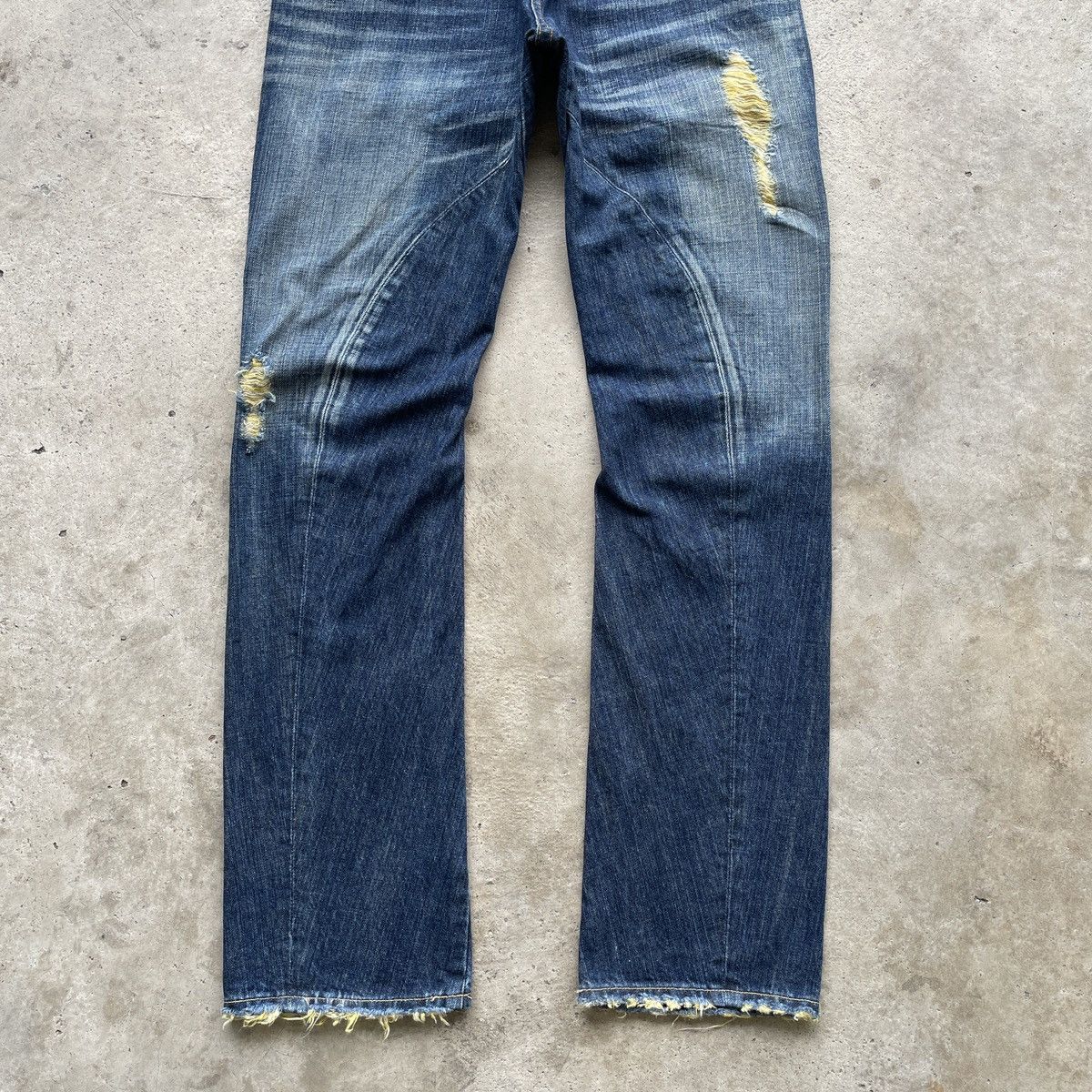 Japanese Brand × Jean Vintage Green Wood Japan Distressed Faded Jeans Denim Pants Size US 31 - 5 Thumbnail