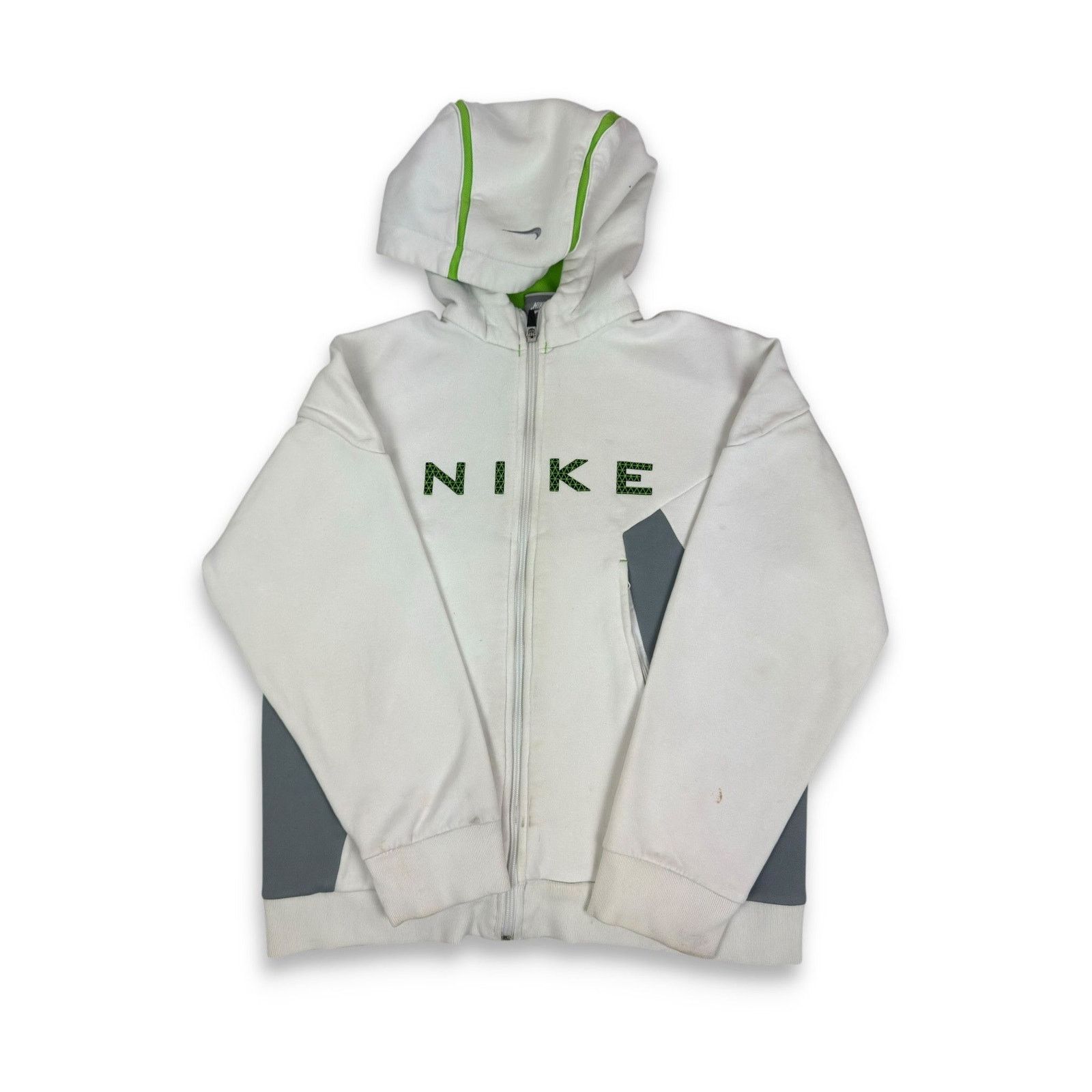 Nike Nike Gray Spellout Fleece Lined Full Zip Jacket Size US XXS / EU 40 - 1 Thumbnail