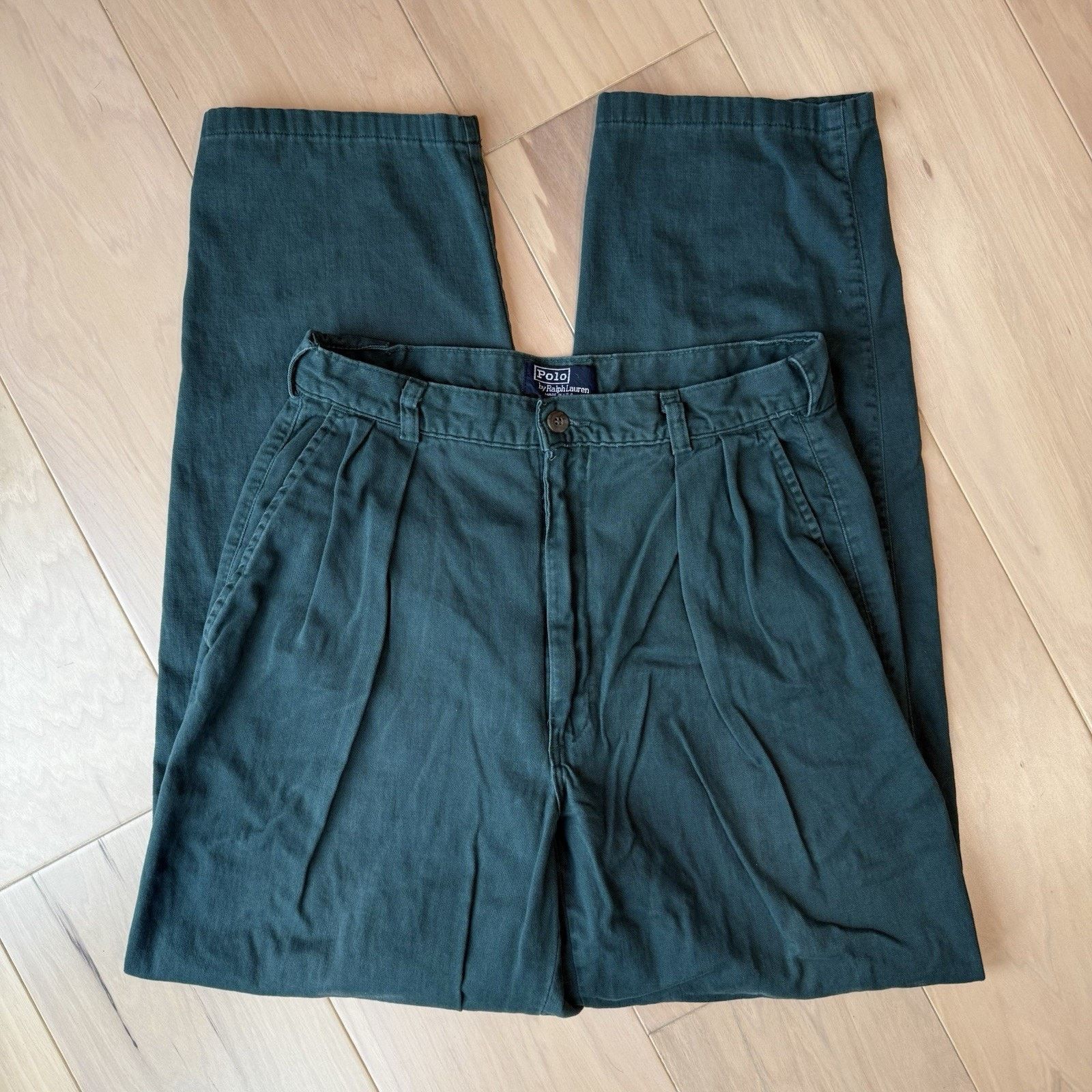 Polo Ralph Lauren Vintage Polo Ralph Lauren Pleated Pants 28 Green Minimalist Size US 28 / EU 44 - 2 Thumbnail