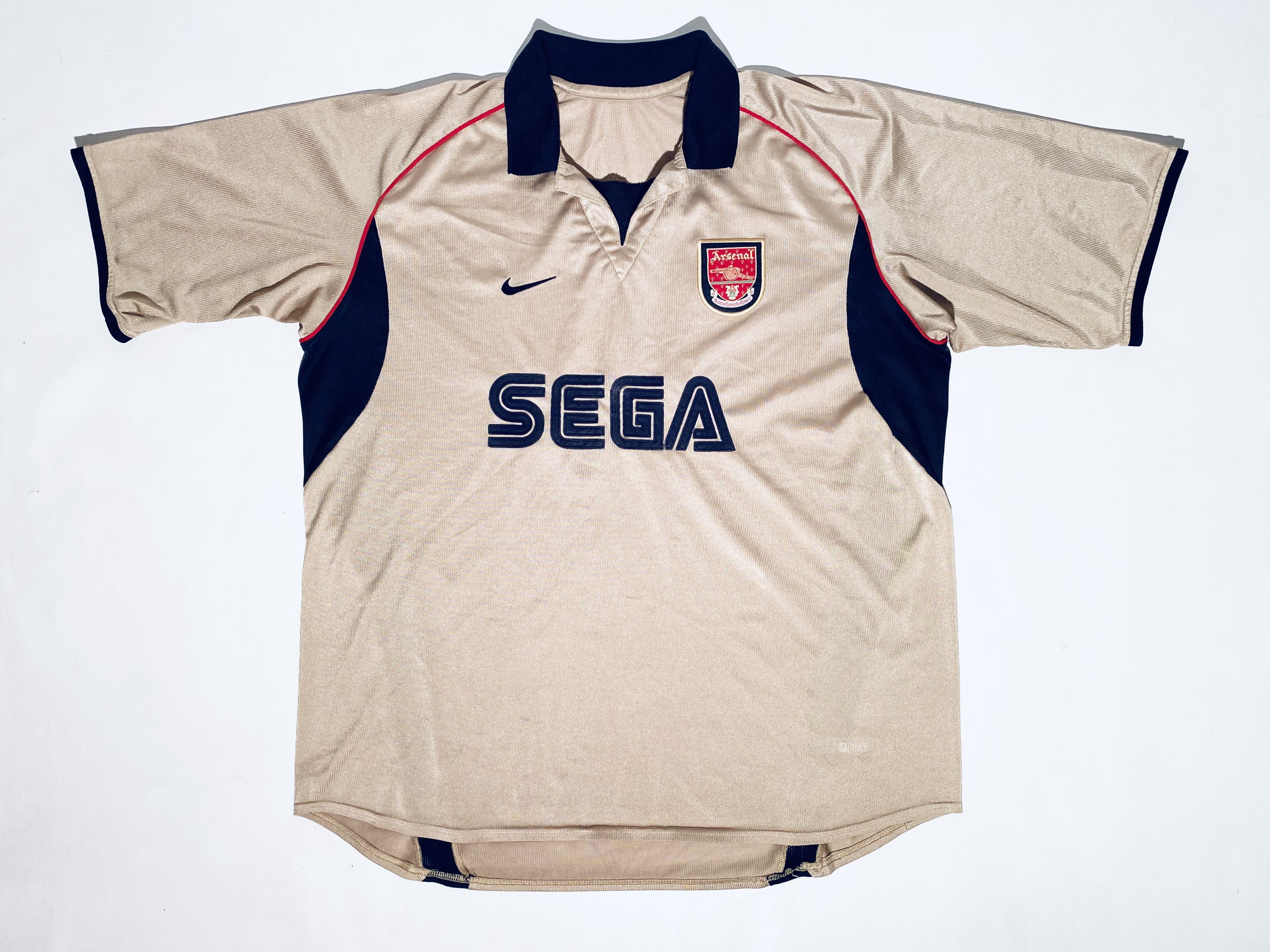 image of Nike x Soccer Jersey Arsenal Away Football Jersey Shirt 2001 - 2002 in Gold, Men's (Size XL)