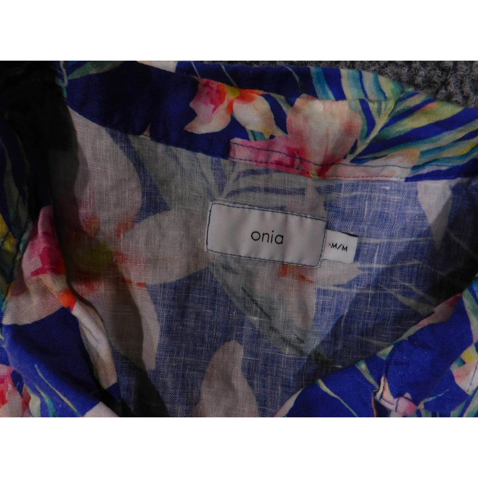 Onia Onia Shirt Mens M Blue Linen Hawaiian Aloha Floral Button Up Resort Camp Size US M / EU 48-50 / 2 - 7 Thumbnail