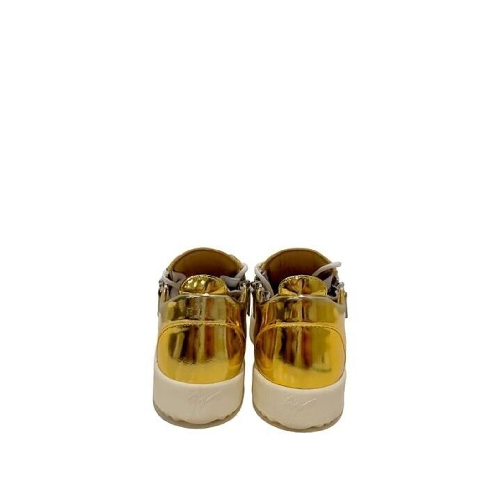 Giuseppe Zanotti Giuseppe Zanotti White Gold Double Zip Low Top Sneakers Size US 11 / IT 41 - 3 Thumbnail