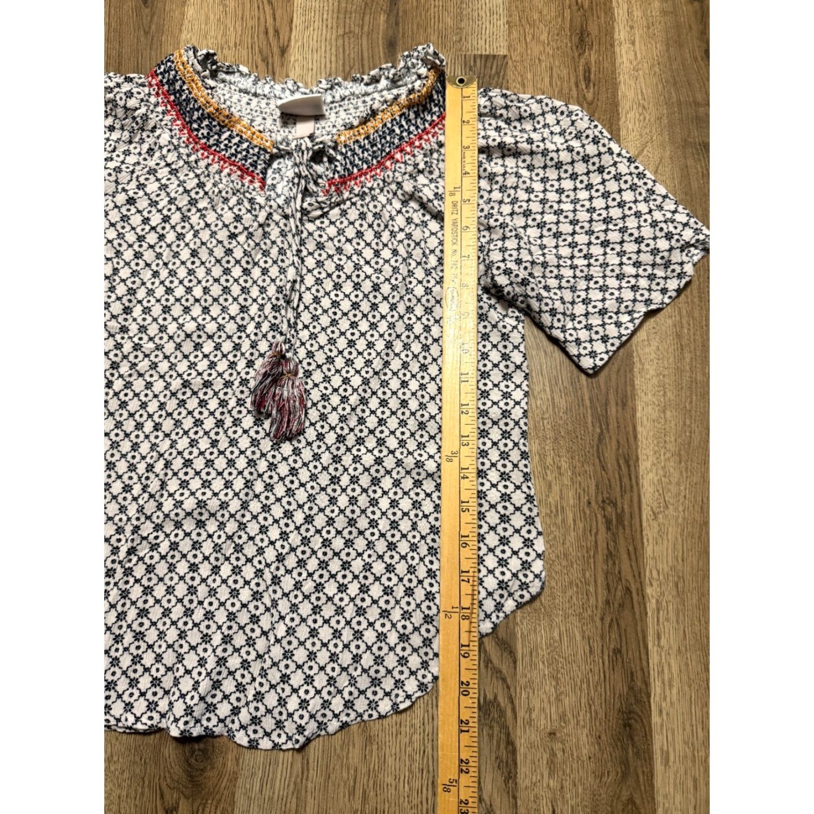 Vintage Knox Rose Blouse Womens XS White Orange Red Blue Allover Print Short Sleeve Regular Size XS / US 0-2 / IT 36-38 - 7 Thumbnail
