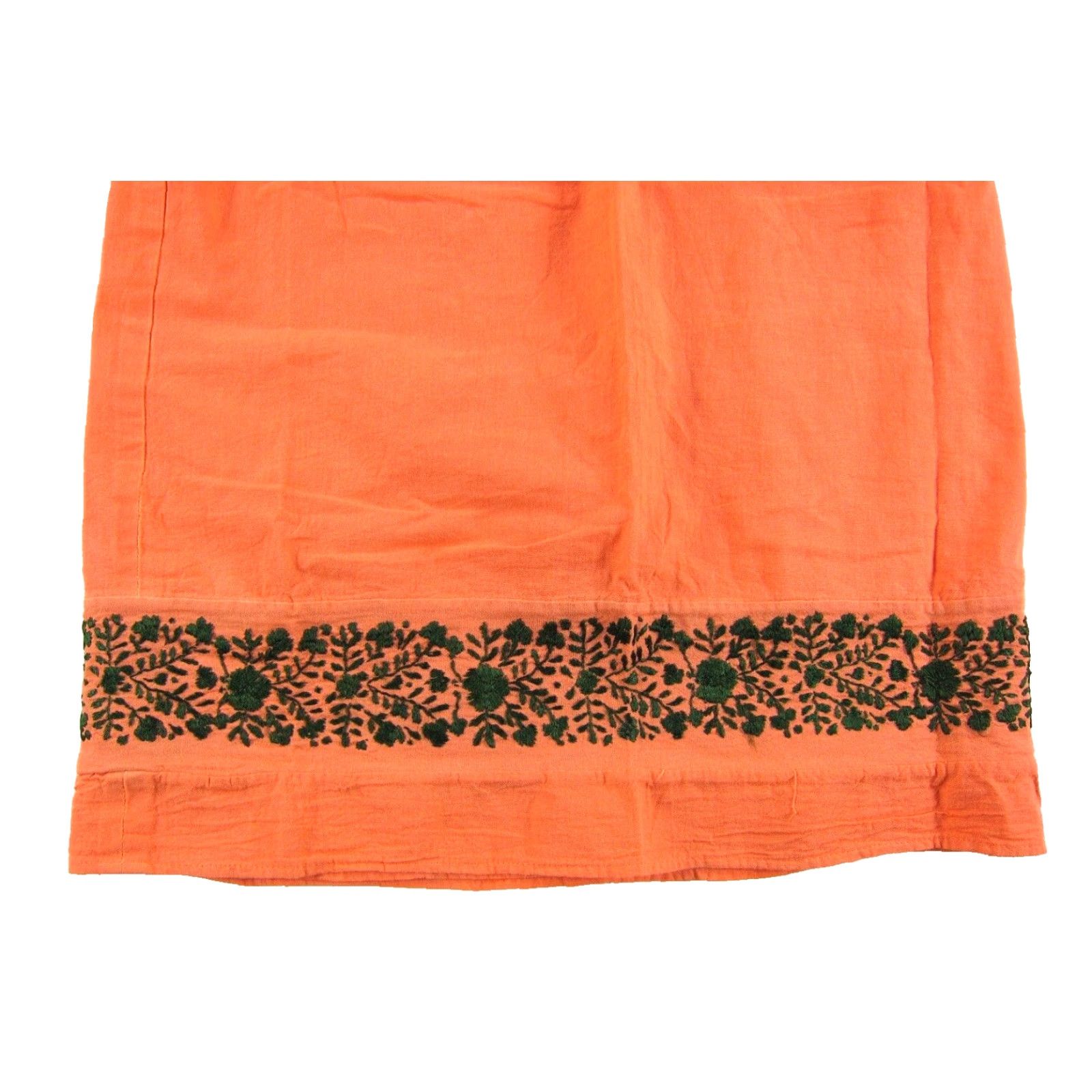 Vintage VINTAGE Unbranded Skirt Women M-L Bohemian Wrap Embroidered Floral Cotton Orange Green Knee Length 100% Cotton Size 32" / US 10 / IT 46 - 4 Thumbnail