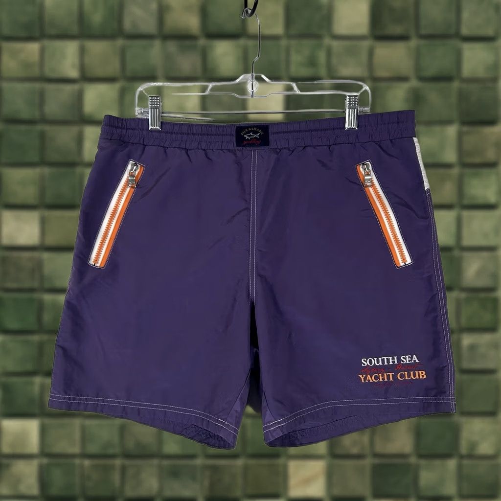 Vintage VINTAGE South Sea Yacht Club Swim Trunks Mens L Purple Pockets Shorts Size US 33 - 1 Thumbnail