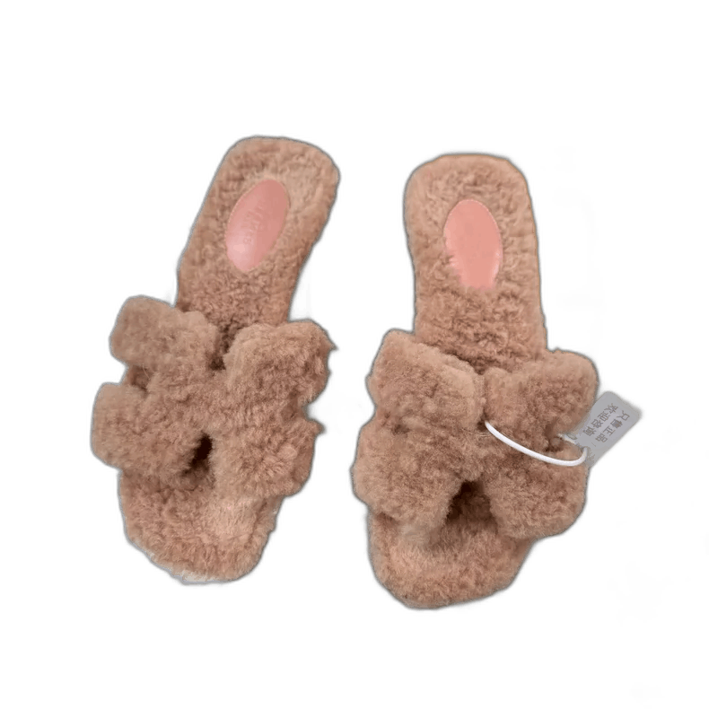Hermes HERMES Chypre Plush Teddy Slippers Size 36-2506 Size US 6 / IT 36 - 1 Thumbnail