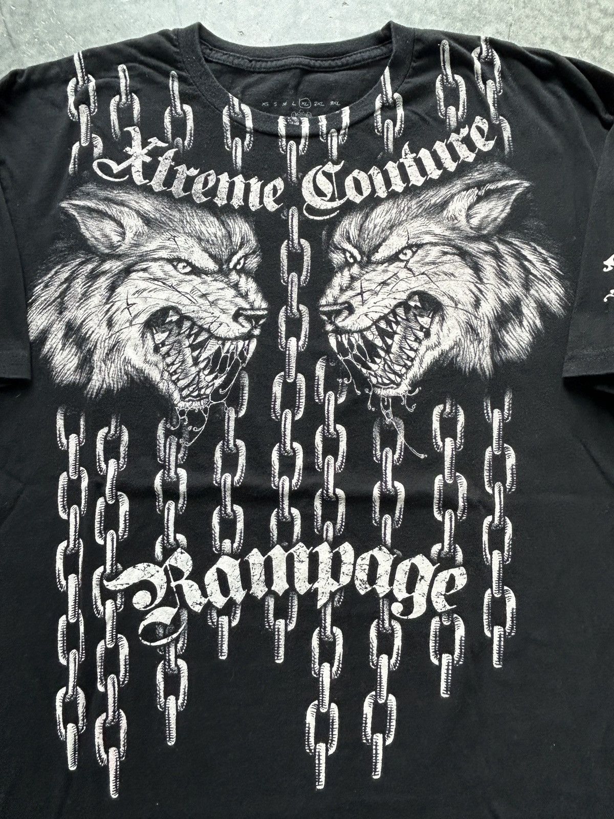 Affliction Vintage Y2K Xtreme Couture Graphic Tee Wolf Chains Size US XL / EU 56 / 4 - 2 Thumbnail