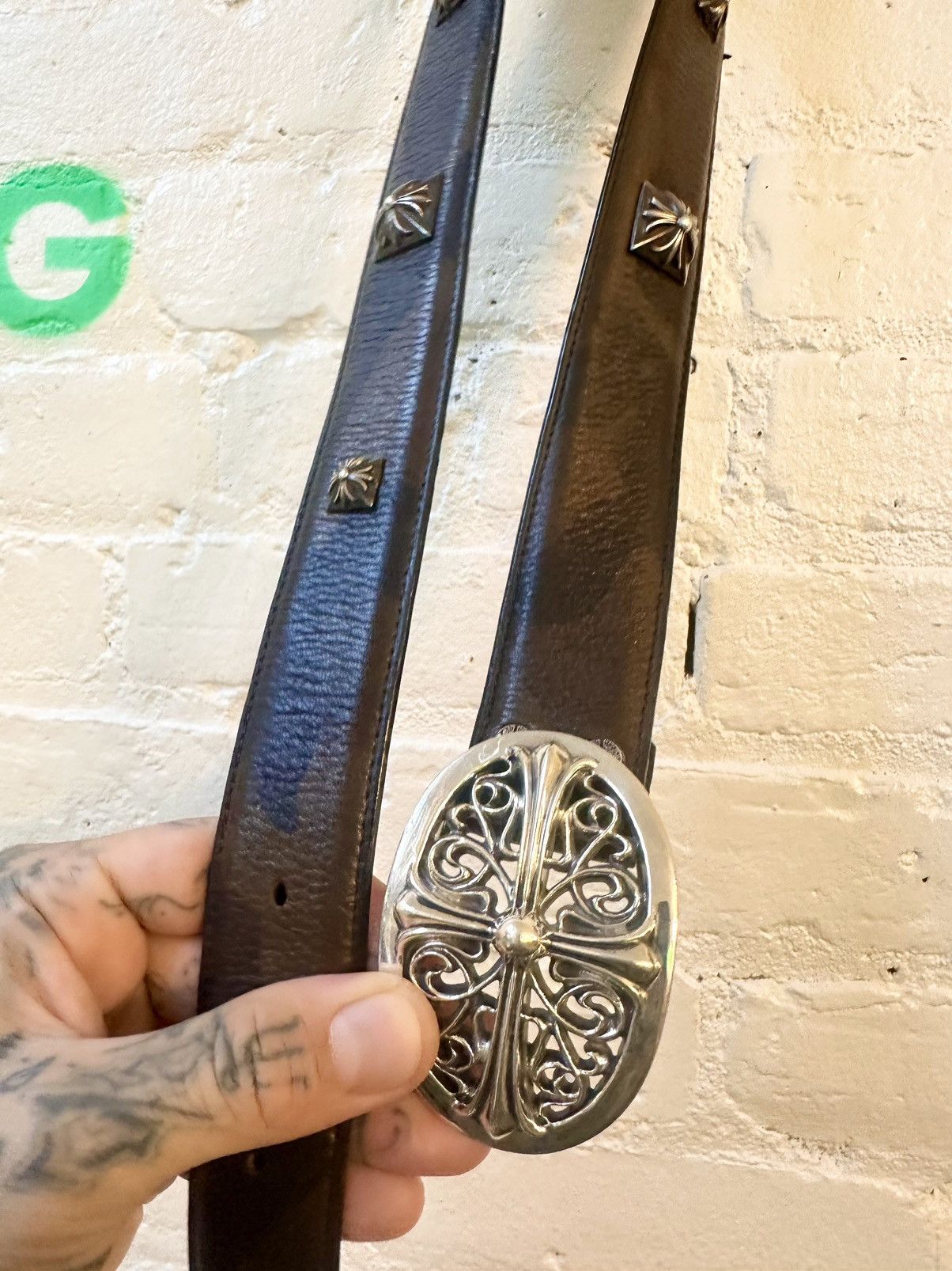Chrome Hearts CHROME HEARTS NEW CAMO STUDDED LEATHER BELT Size 32 - 2 Thumbnail