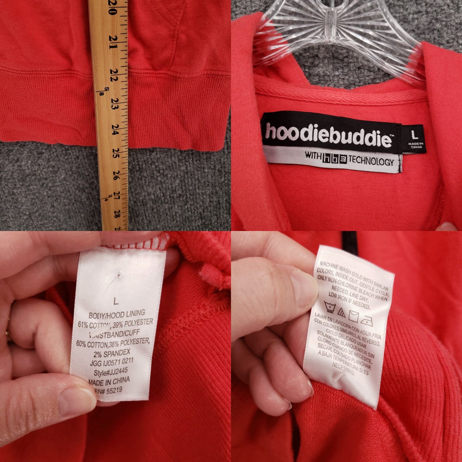 Vintage Hoodiebuddie Hoodie Womens L Red Full Zip Pockets Easy Care Zipper Hoodie Shirt Mens Womens Accessories Size L / US 10 / IT 46 - 8 Thumbnail