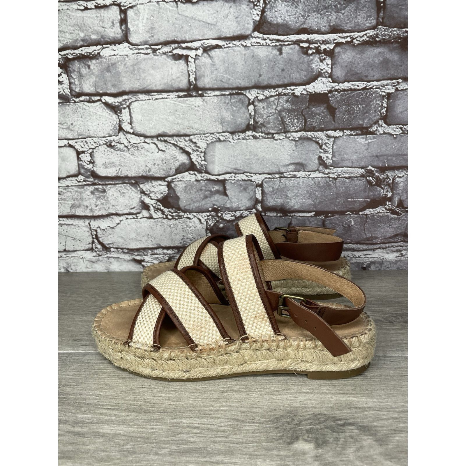 Madewell Madewell Julie Beige Brown Espadrille Slingback Strap Sandal Size US 7.5 / IT 37.5 - 13 Thumbnail