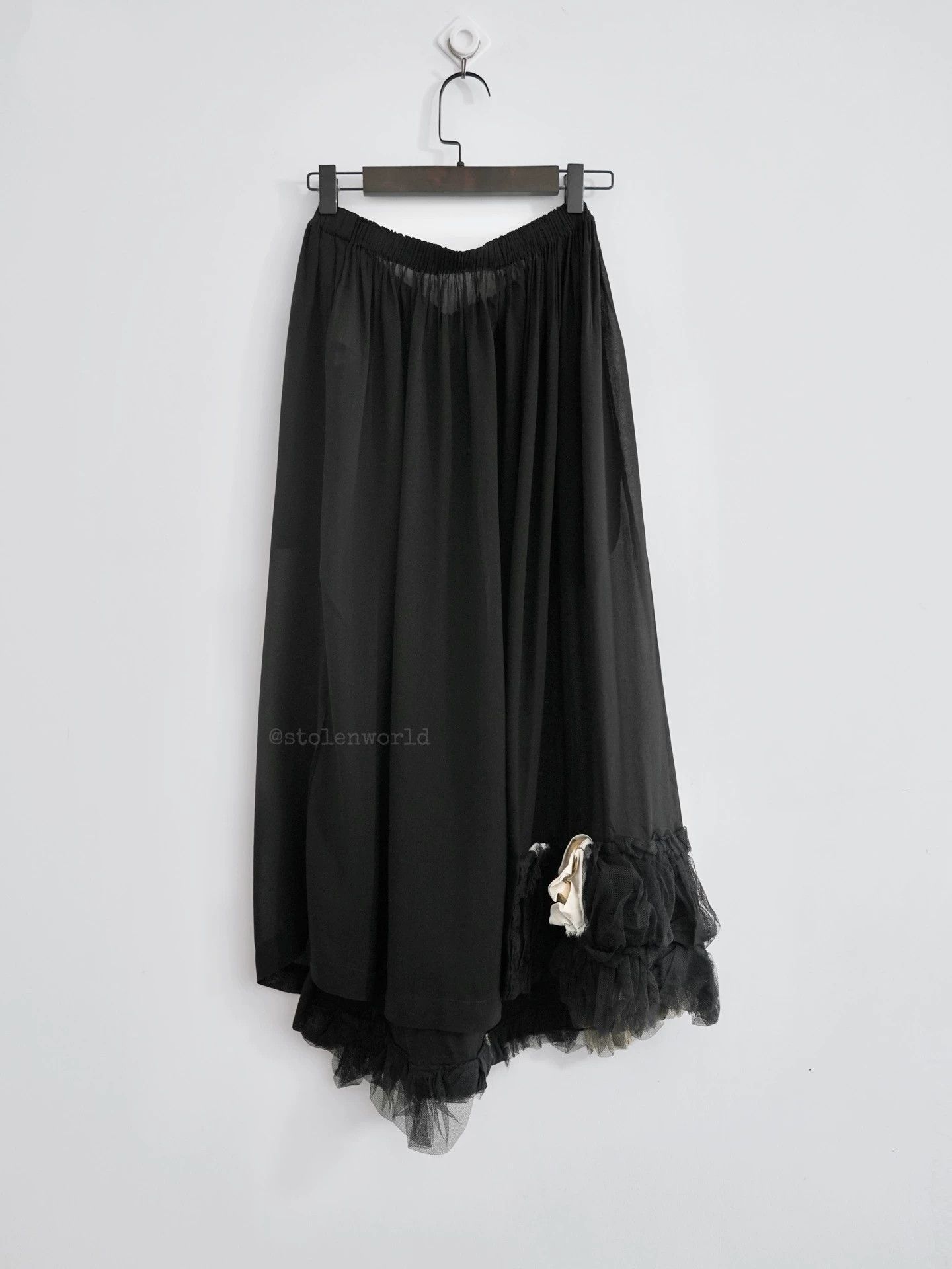 Comme des Garcons Comme des Garçons Black Sheer White Rose Mesh Hem Dress Size 26" / US 2 / IT 38 - 3 Thumbnail