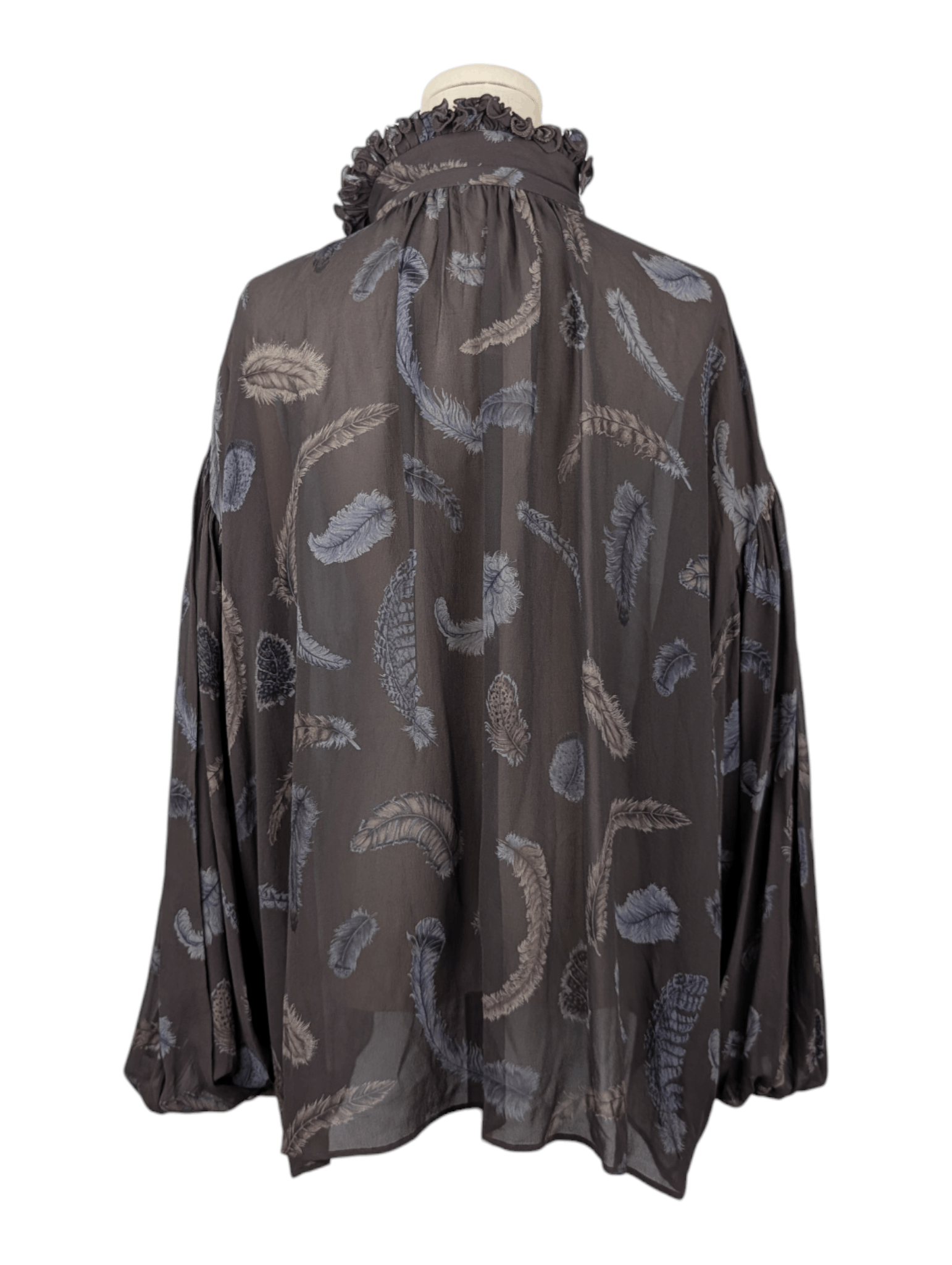 Gucci Brown Feather Pattern Long Sleeve Blouse Size S / US 4 / IT 40 - 2 Thumbnail