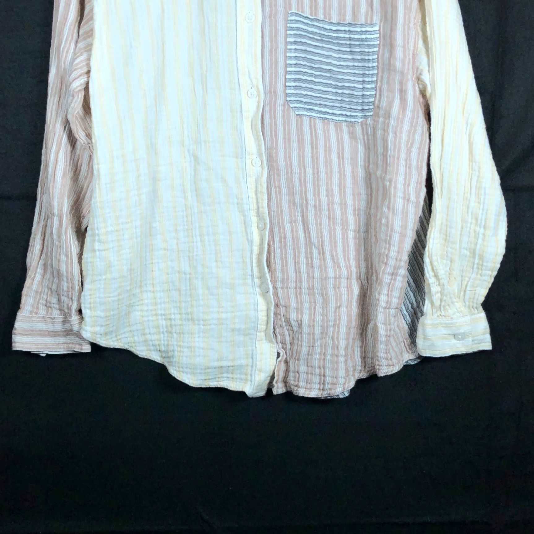 Aeropostale Aeropostale Shirt Womens Striped Collared Button Down 100% Cotton S Yellow Multicolored Casual Workwear Slim Fit Button-Up Long Sleeve Size S / US 4 / IT 40 - 3 Thumbnail