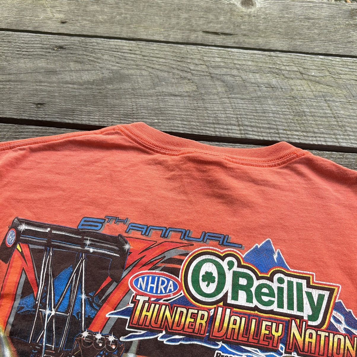 NASCAR × Vintage Vintage Sun Faded Orange NHRA Drag Racing Graphic T Shirt Size US XL / EU 56 / 4 - 11 Thumbnail