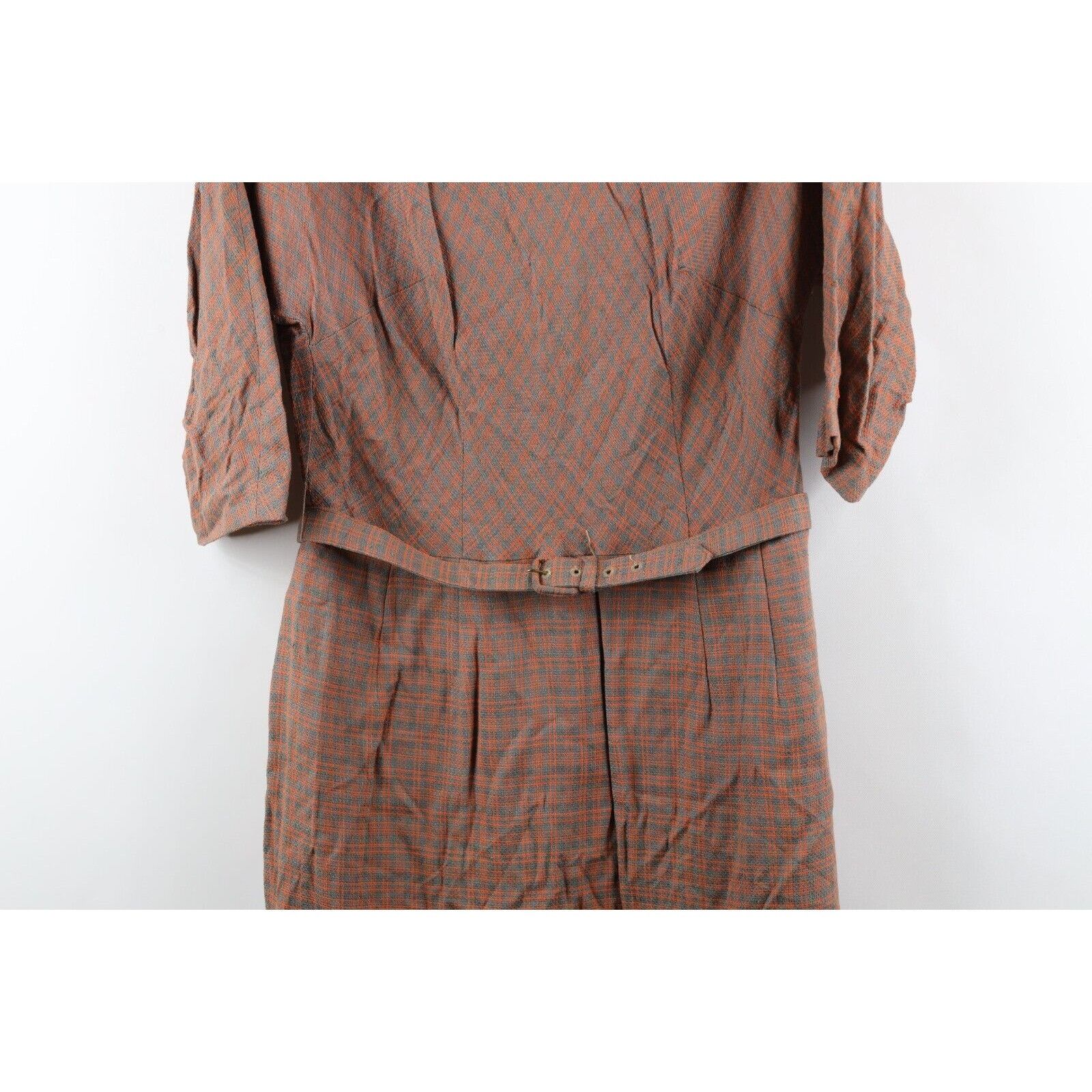 Vintage Vintage 50s 60s Rockabilly Wool Tweed Belted Dress Size M / US 6-8 / IT 42-44 - 3 Thumbnail