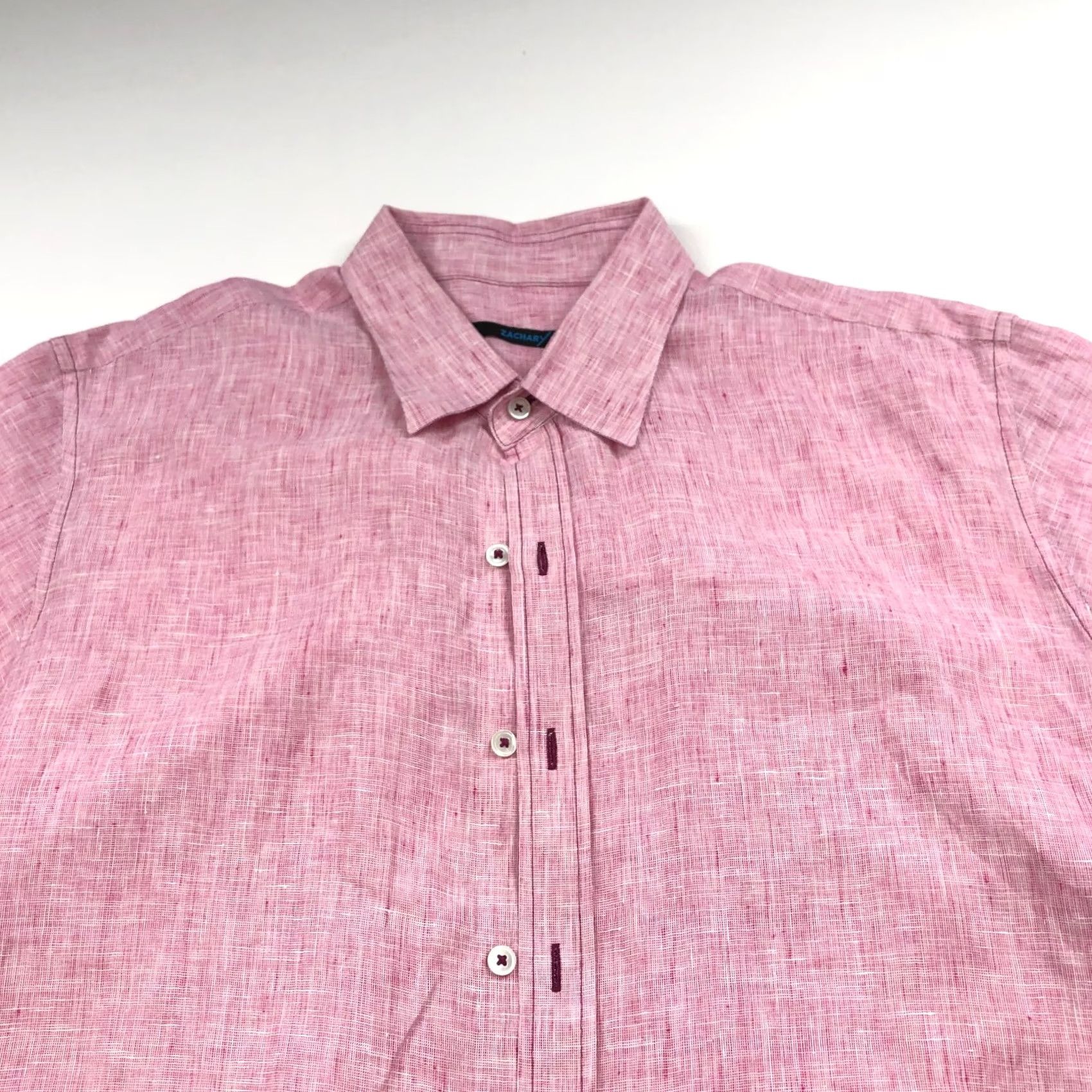 Vintage ZACHARY PRELL Shirt XL 100% Linen Button Short Sleeve Collared Red Mint Plaid Casual Mens Shirt X-Large Size US XL / EU 56 / 4 - 2 Thumbnail