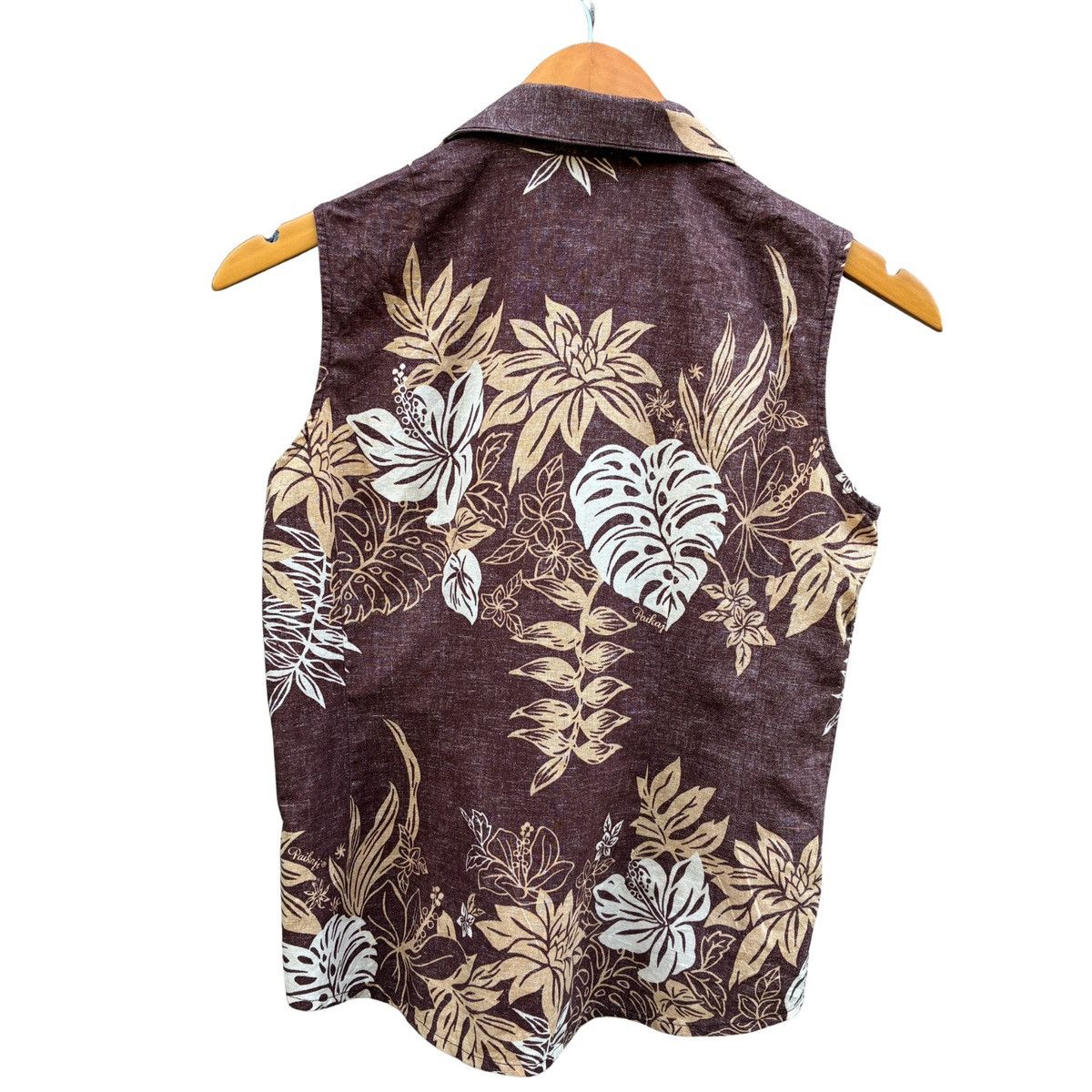 Japanese Brand Paikaji Sleeveless Aloha Shirt Tropical Monstera Leaf Cotton Size M / US 6-8 / IT 42-44 - 2 Thumbnail