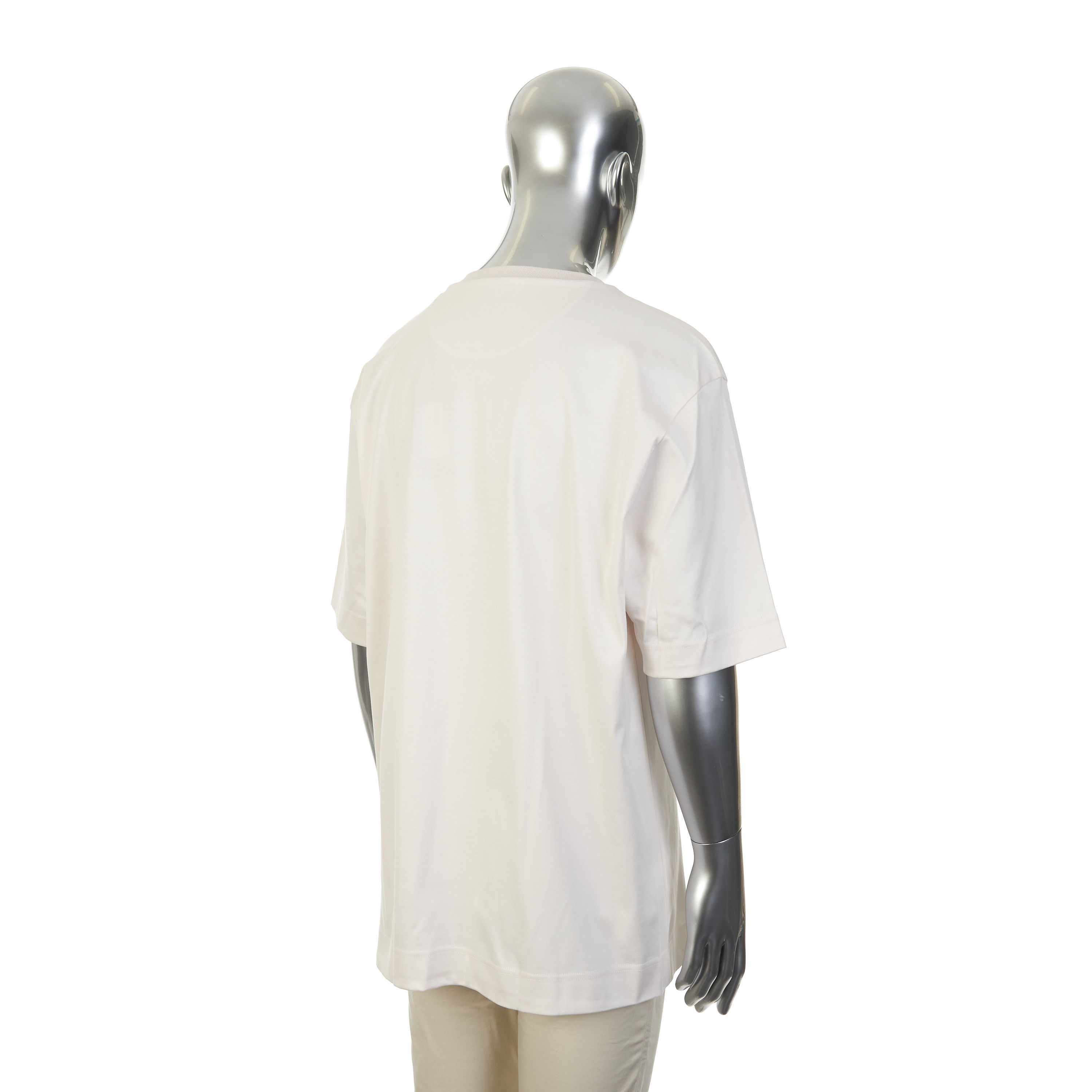 Fendi T-Shirt In Offwhite Cotton With Fendi Motif Embroidery Size US XXL / EU 58 / 5 - 7 Thumbnail