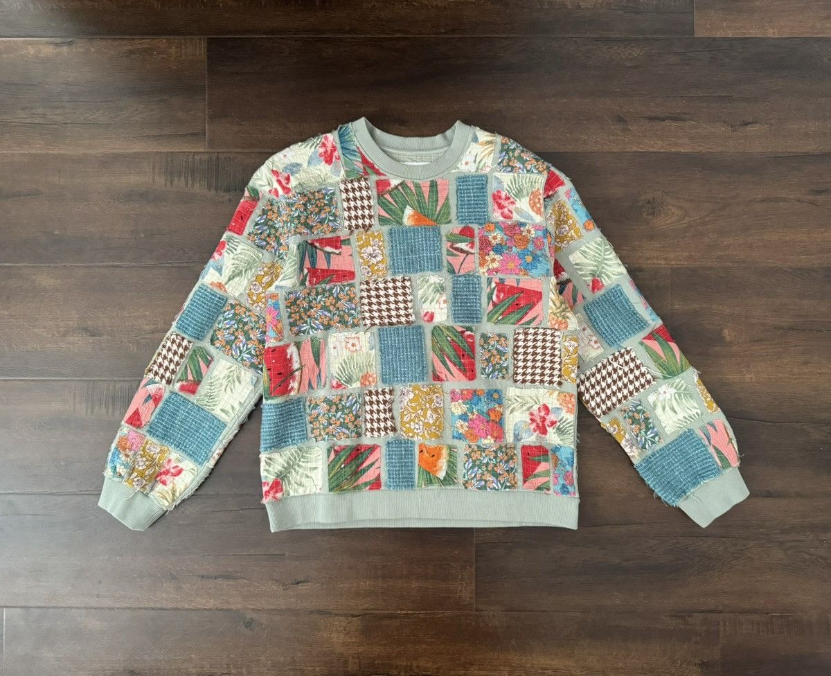 image of Round Two Patchwork Quilt Crewneck Sweater, Men's (Size Small)