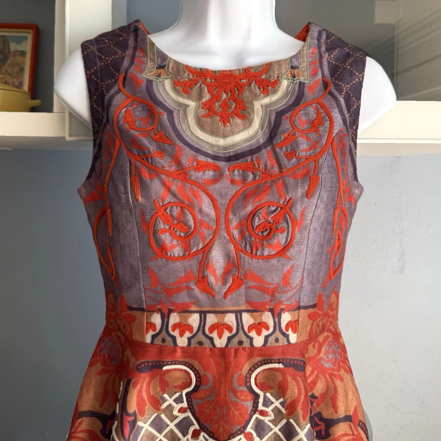 Anthropologie VINTAGE Anthropologie Pankaj & Nidhi Twilight Temple Dress Fit & Flare Sz 0 Size XS / US 0-2 / IT 36-38 - 5 Thumbnail