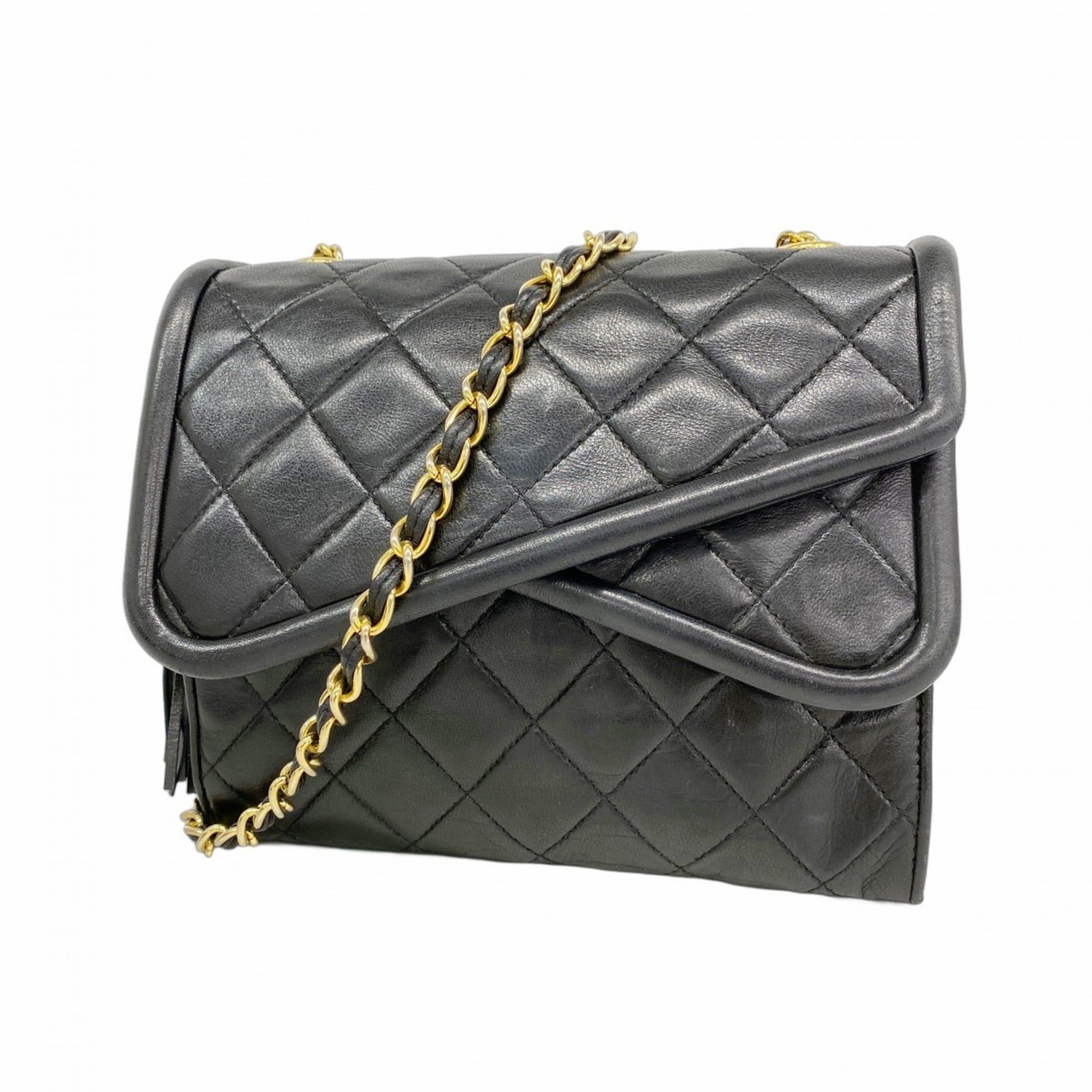 Chanel Matelasse Shoulder Bag Lambskin Black Women's