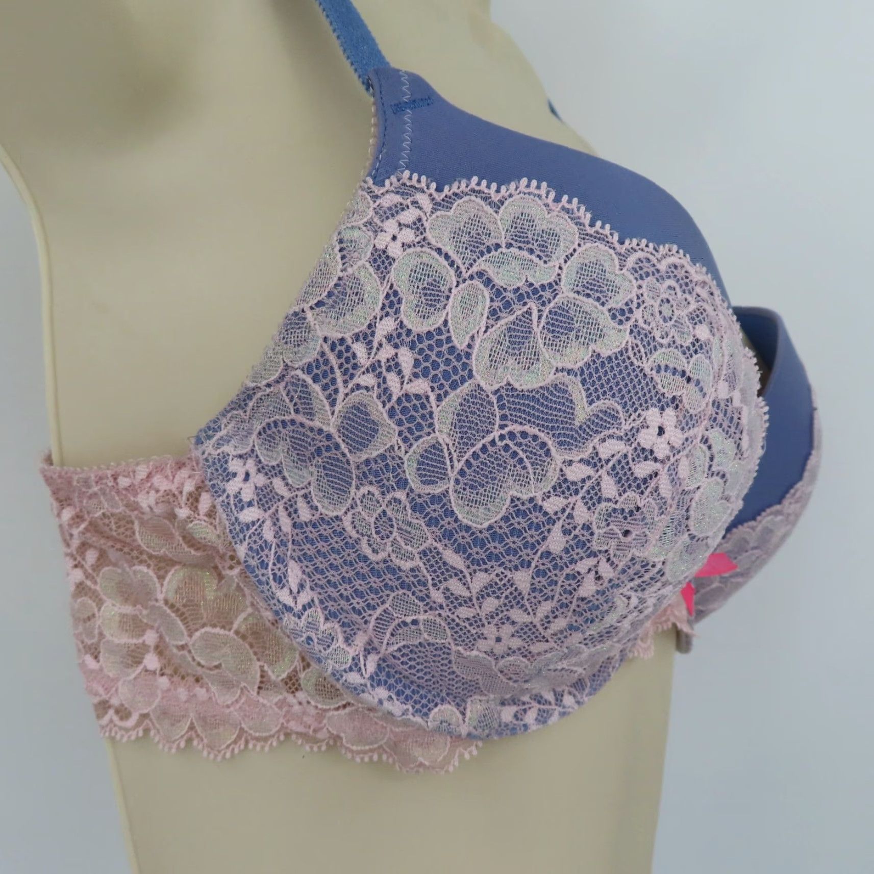 Victoria's Secret Victoria's Secret Dream Angels Push Up Bra 34C Purple Pink Flower Lace Bow Padded Size ONE SIZE - 2 Thumbnail