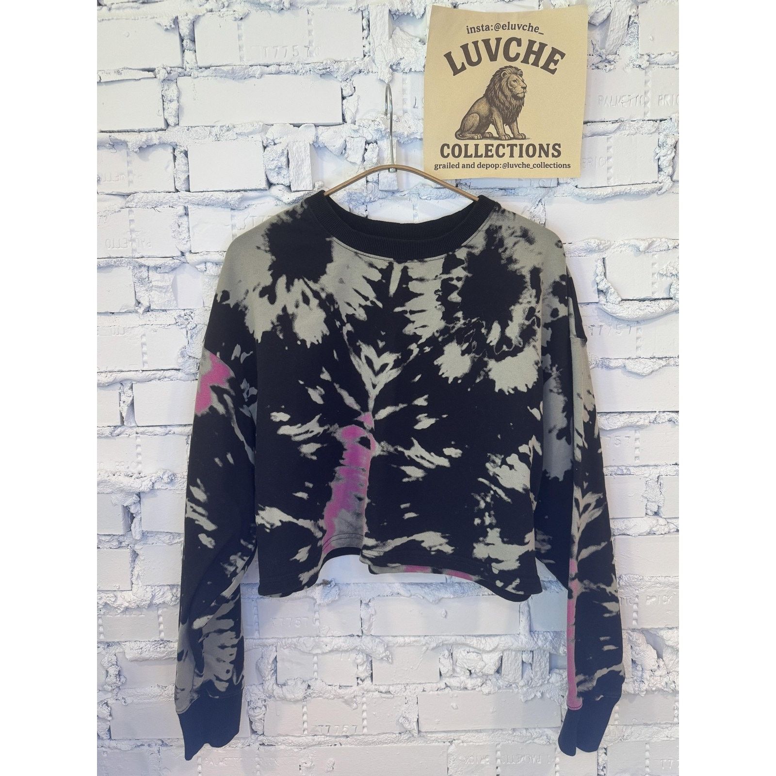 Alo Noli Crop Top Womens XS Black Tie Dye Crewneck Size XS / US 0-2 / IT 36-38 - 1 Thumbnail