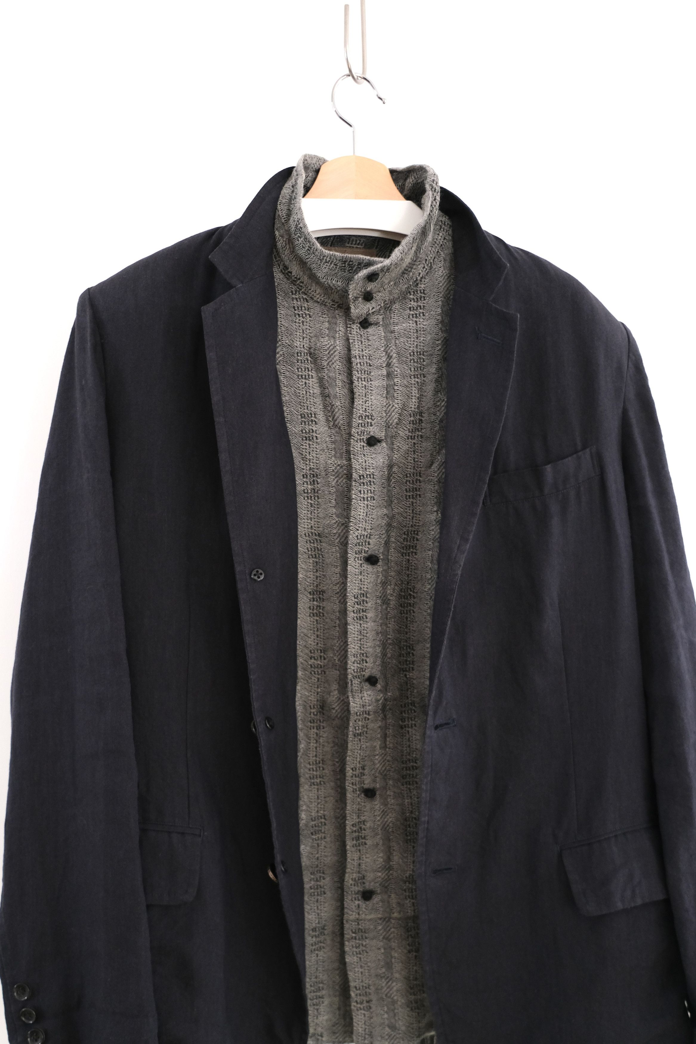 Yohji Yamamoto *RARE* Yohji Yamato Jacquard Stand Collar Shirt Size US L / EU 52-54 / 3 - 20 Thumbnail