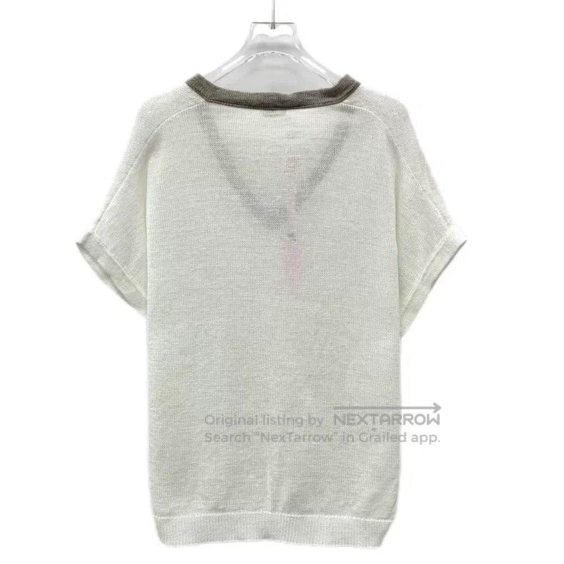 Brunello Cucinelli Brunello Cucinelli White V-neck cotton short-sleeve knit t Size L / US 10 / IT 46 - 2 Thumbnail