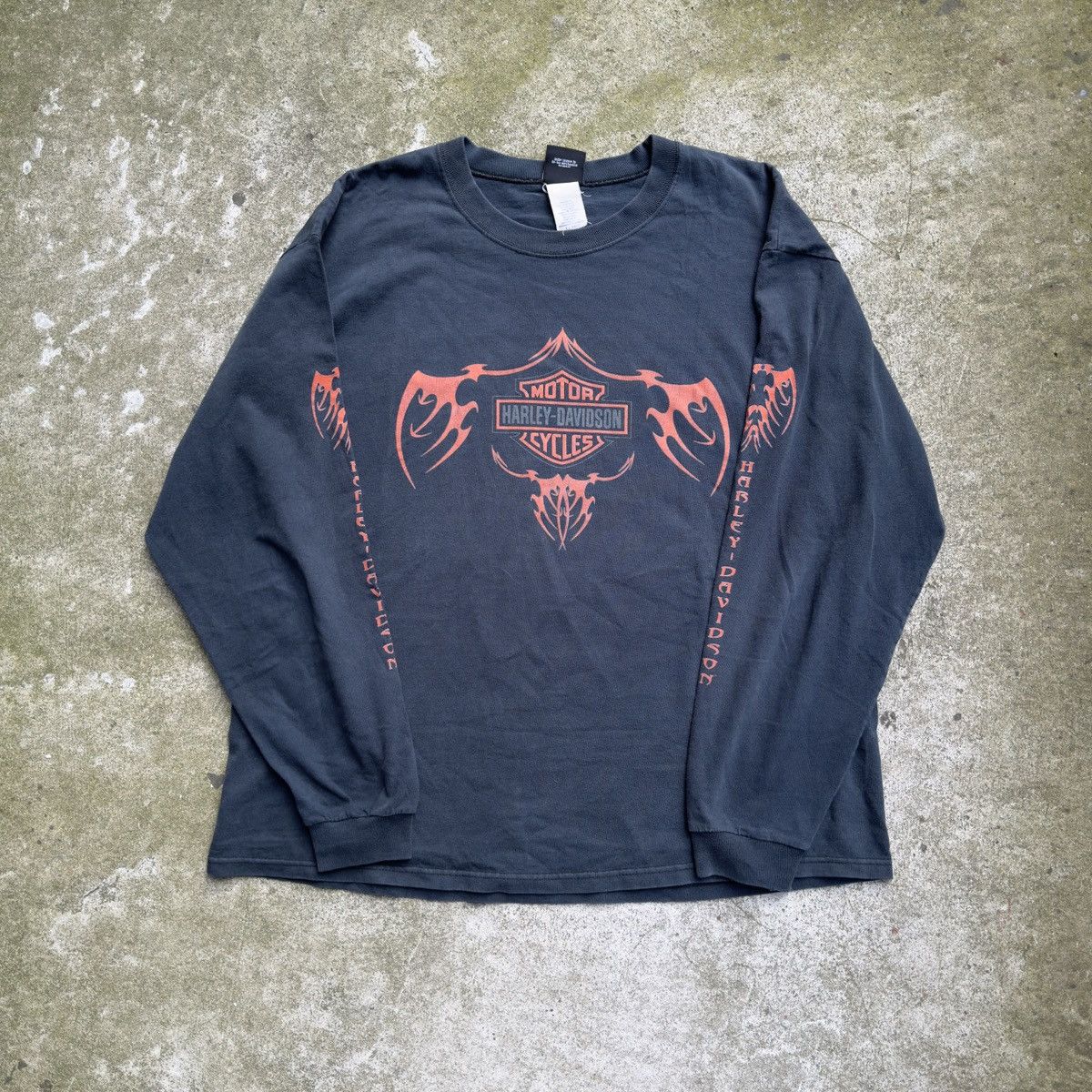 Harley Davidson Thrashed Faded Distressed Flame Shirt ERD Grunge Biker WCC Size US XL / EU 56 / 4 - 1 Thumbnail