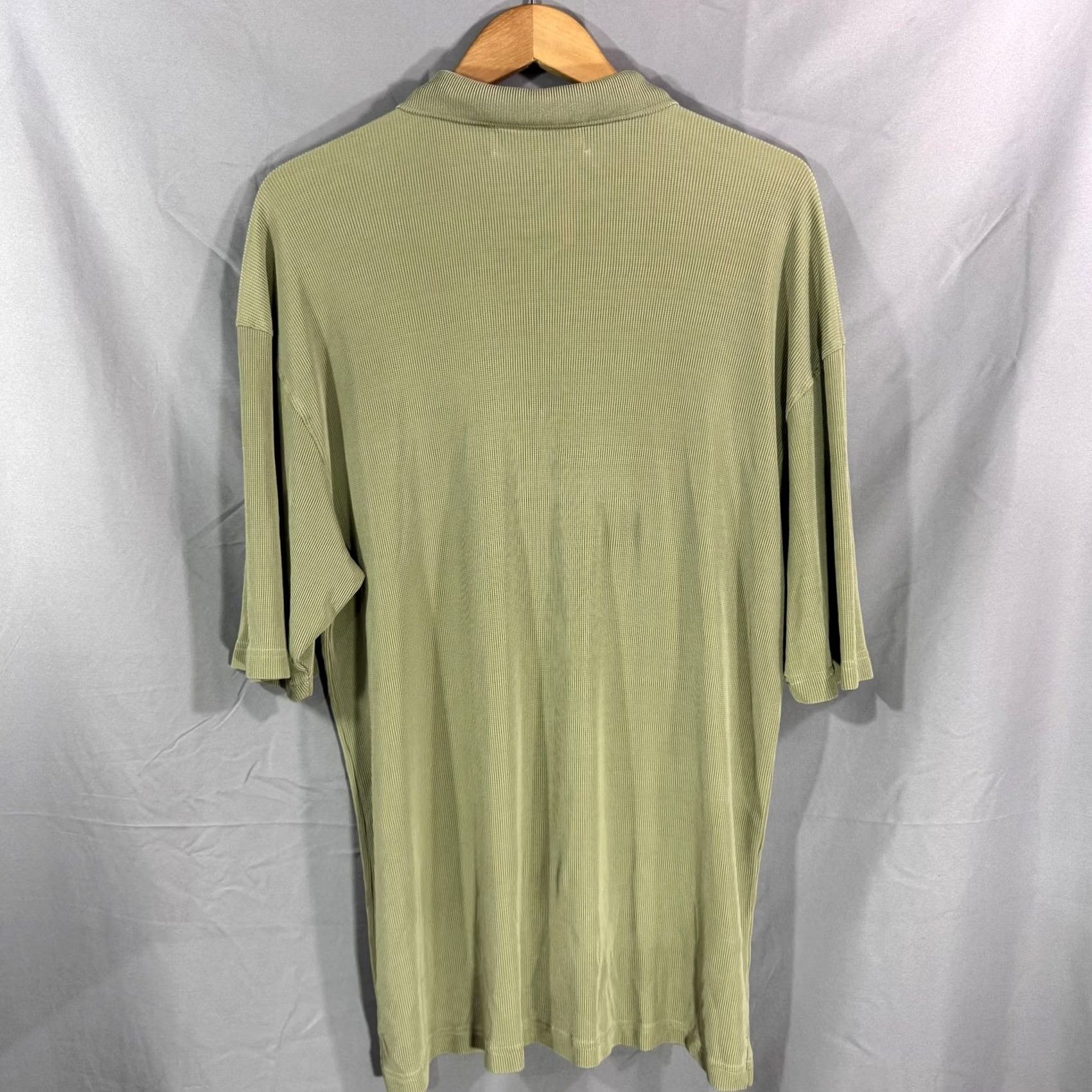 Vintage Jhane Barnes Polo Shirt Mens Large Green Silk Blend Textured Ribbed Golf Casual Size US L / EU 52-54 / 3 - 2 Thumbnail