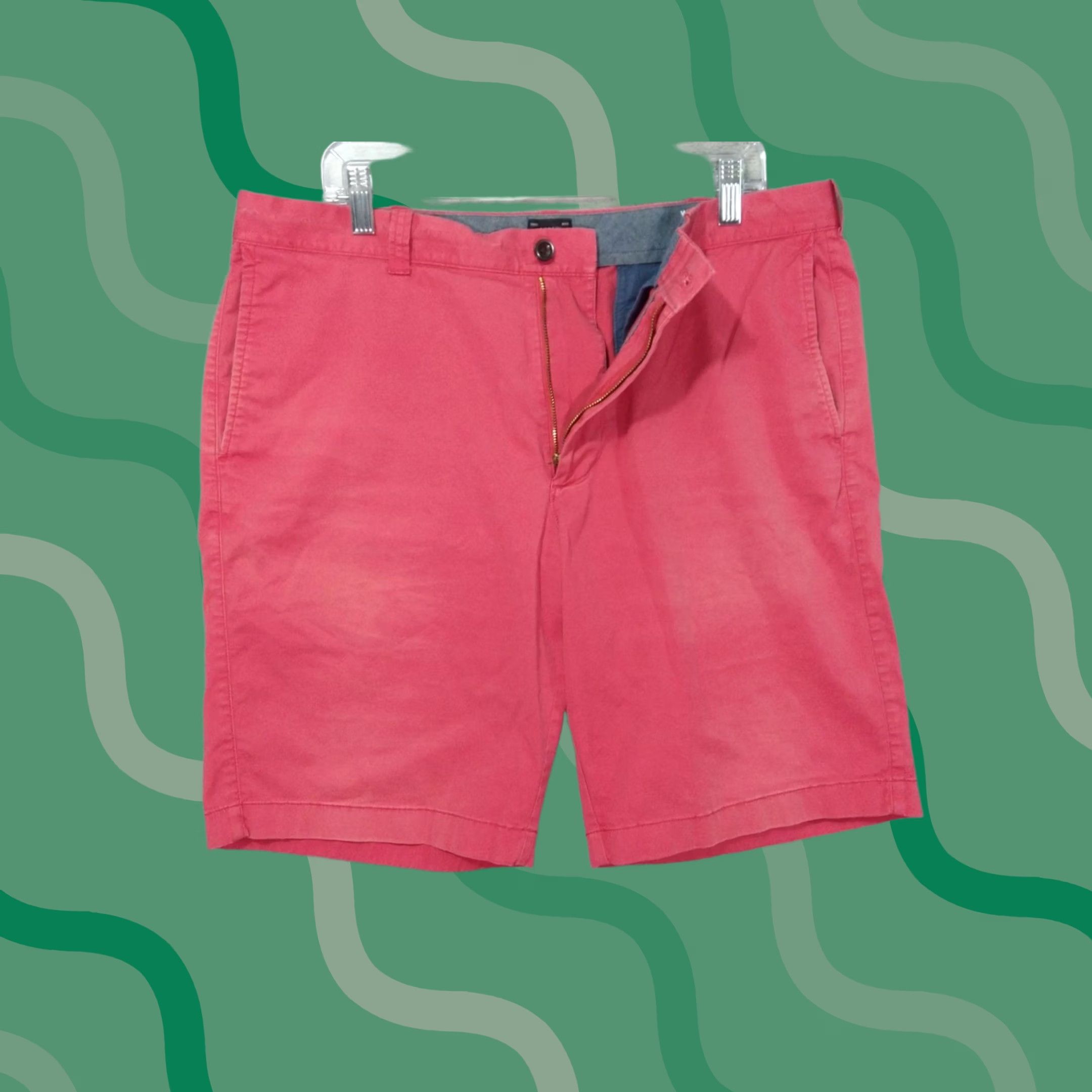 J.Crew J.CREW Shorts Mens 36 Pink Flat Front Mid Rise Stretch Chino Pockets Preppy Vertical Solid Vintage: No Size US 36 / EU 52 - 1 Thumbnail