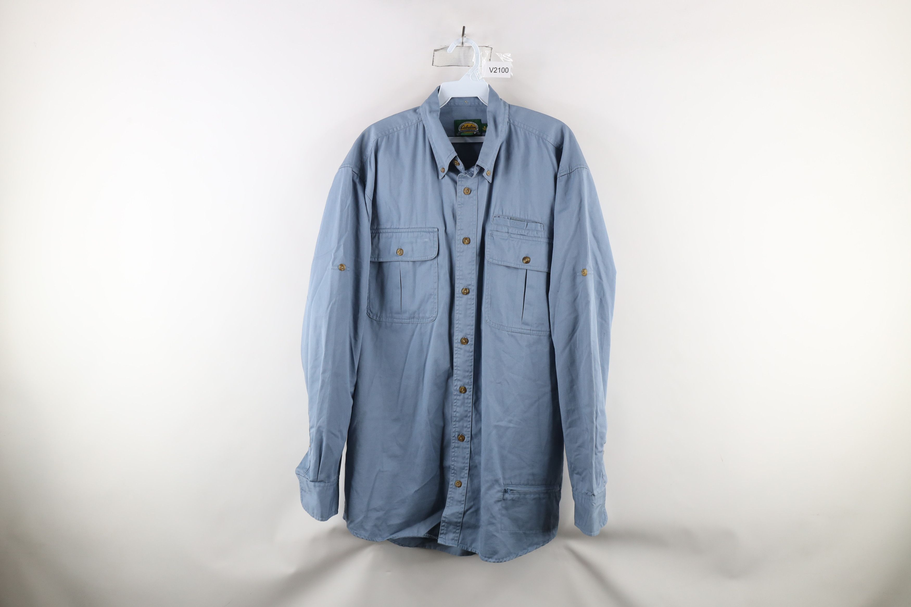 Cabelas × Vintage Vintage Cabelas Faded Safari Bush Collared Button Shirt Blue Size US M / EU 48-50 / 2 - 1 Thumbnail
