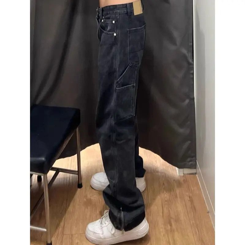 Japanese Brand Retro zipper straight leg loose jeans Size US 32 / EU 48 - 4 Thumbnail