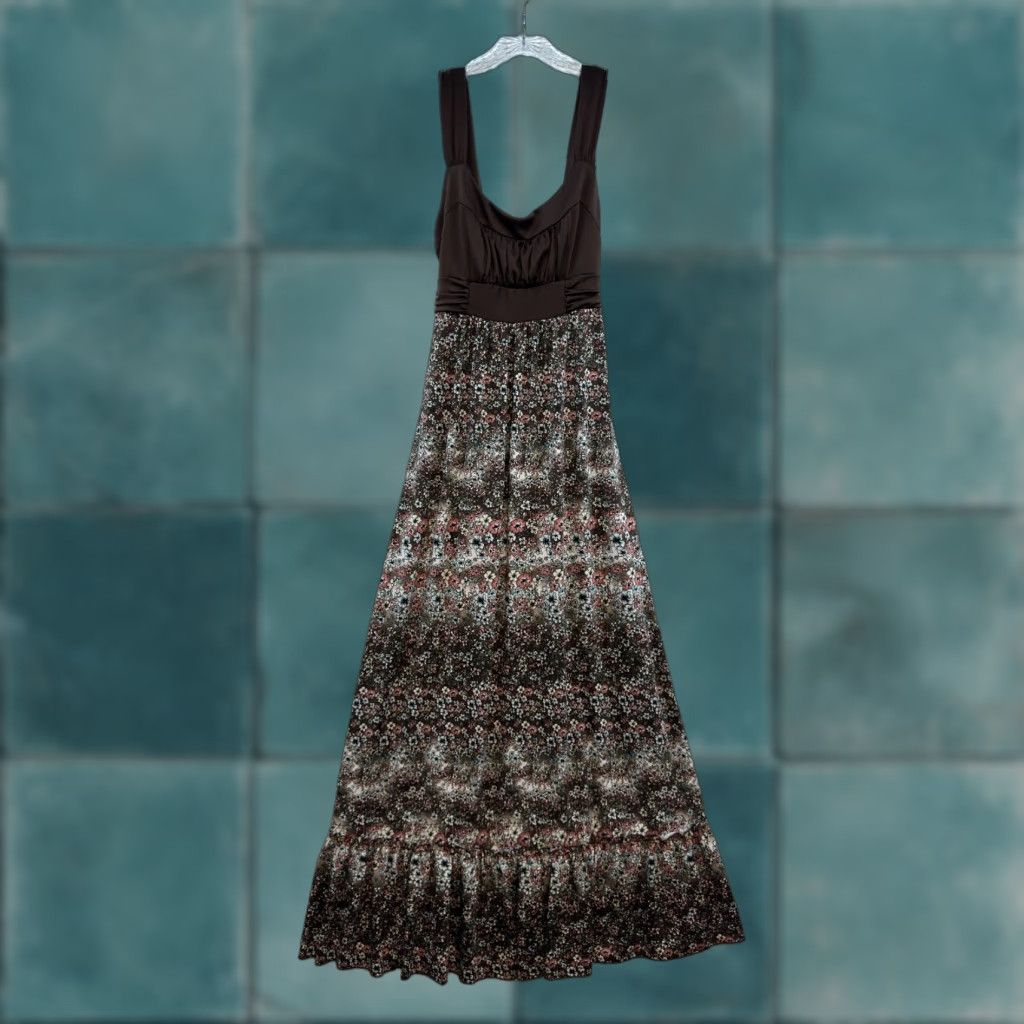Vintage VINTAGE Maurices Maxi Dress XS Brown Ditsy Floral Bohemian Slinky Stretch Boho Bohemian Women Girls Mens Size XS / US 0-2 / IT 36-38 - 1 Thumbnail